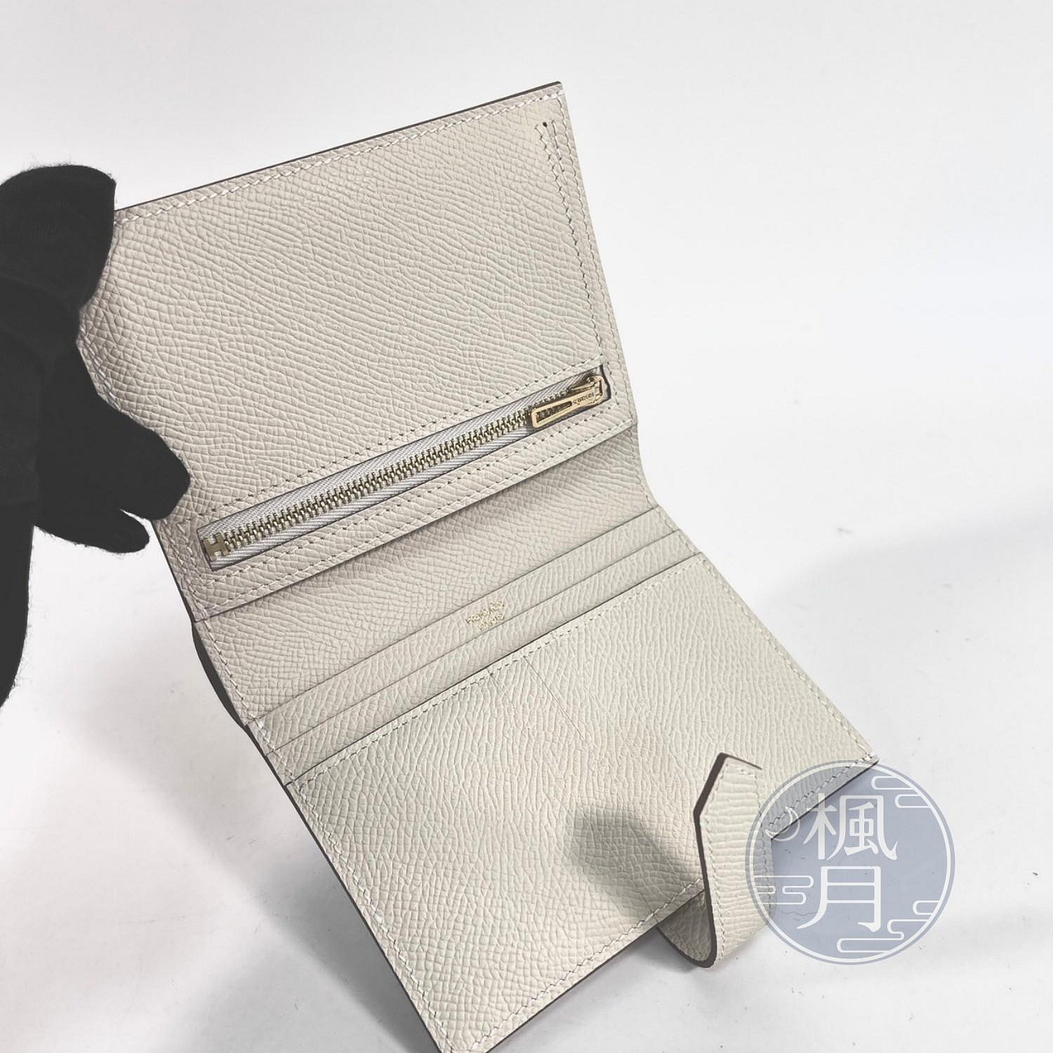 愛馬仕 Hermès Bearn 短夾 BEARN H039790CC/W刻 奶昔白金Bearn短夾 原廠盒子