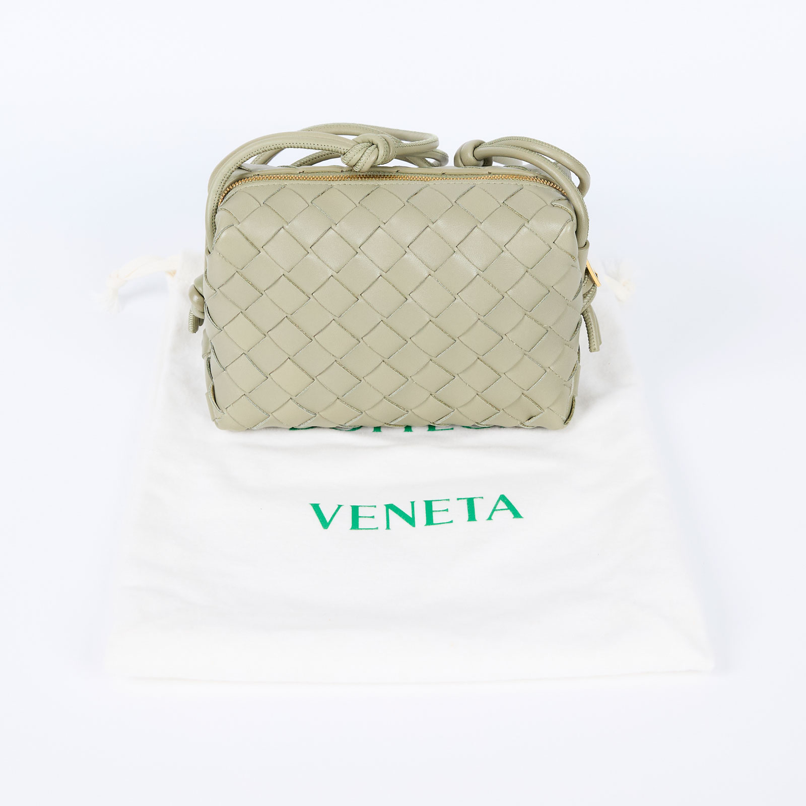 寶緹嘉 BOTTEGA VENETA Mini Loop 迷你 相機包 斜背包 736125 綠LOOP MINI 防塵袋