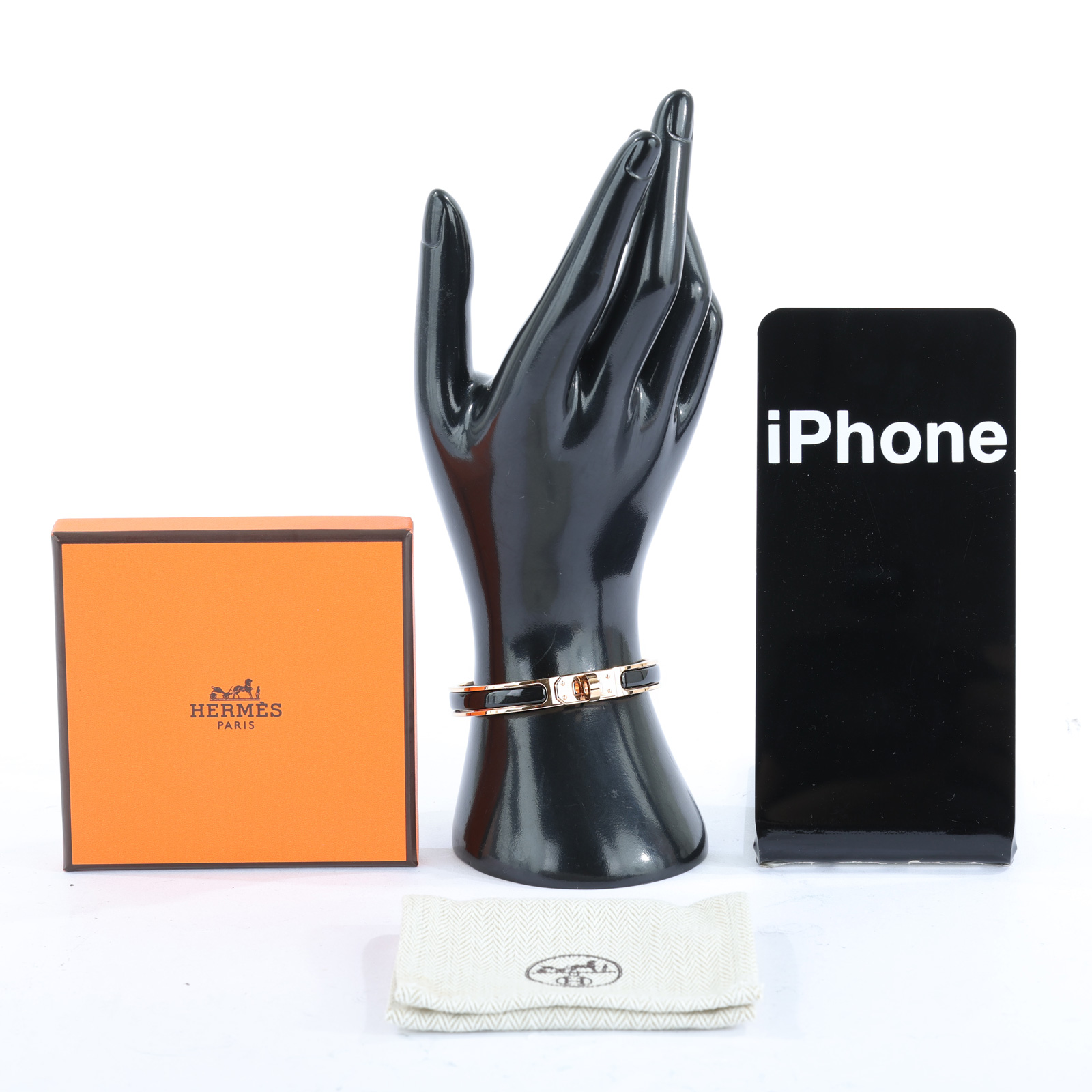 愛馬仕 Hermès Mini Clic Kelly 手環 GM CLICKGM SP 02 24 黑玫金MINI CLIC KELLY 手環 防塵袋/原廠盒子