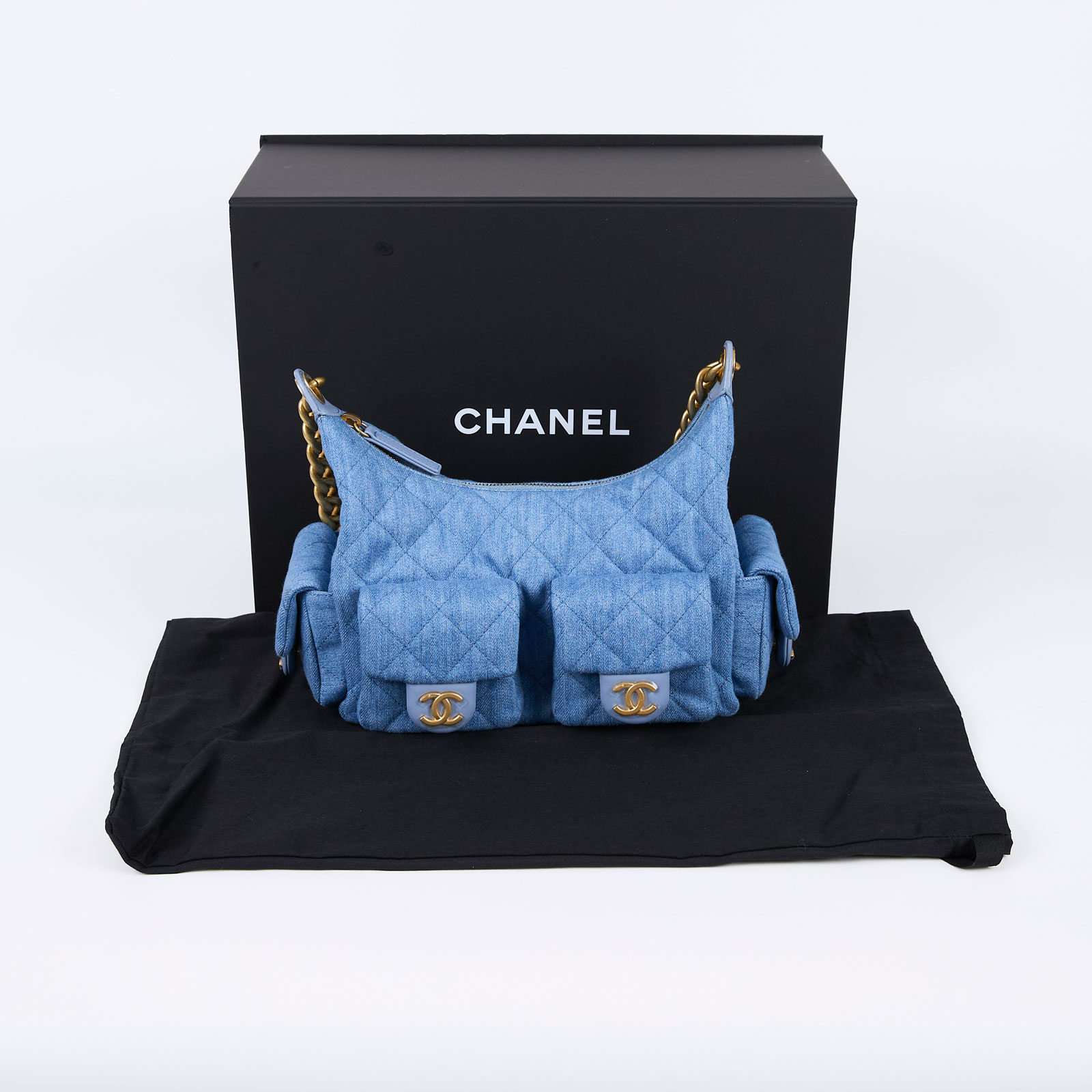香奈兒 CHANEL 流浪包 AS5339 牛仔HOBO 防塵袋/原廠盒子