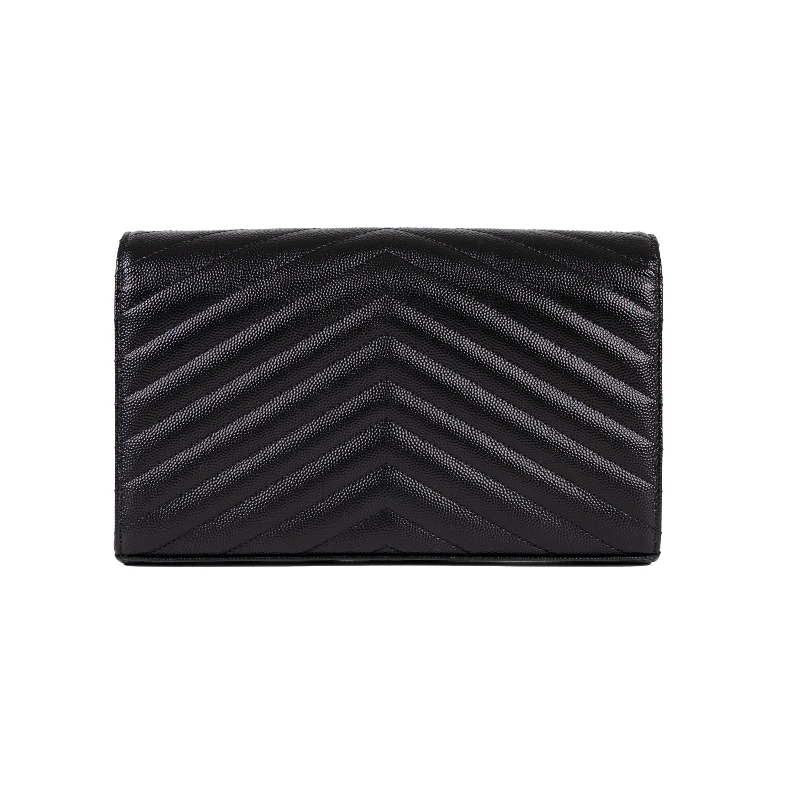 聖羅蘭 YSL SAINT LAURENT Cassandre 經典粒面皮革 鏈條 錢包 377828BOW02 黑銀WOC 大款 防塵袋/原廠盒子/保證卡