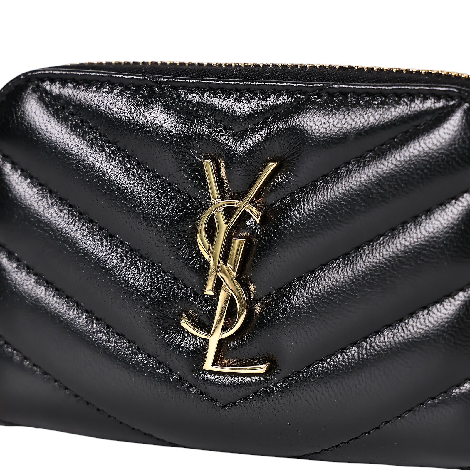 聖羅蘭 YSL SAINT LAURENT 拉鍊 零錢包 753788BOW01 黑金拉鍊零錢包 原廠盒子/防塵袋