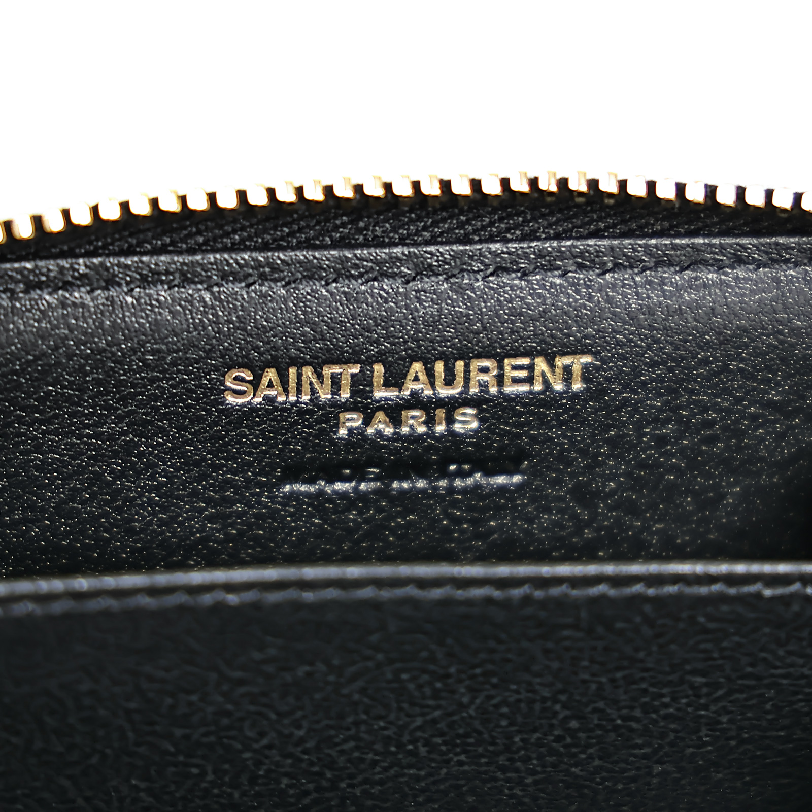 聖羅蘭 YSL SAINT LAURENT 拉鍊 零錢包 753788BOW01 黑金拉鍊零錢包 原廠盒子/防塵袋