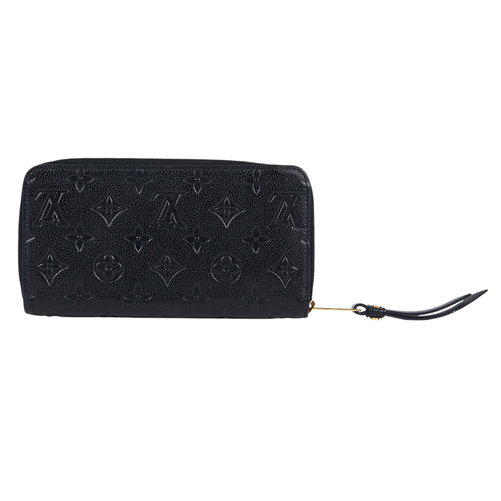 路易威登 LOUIS VUITTON 拉鏈錢包 壓花牛皮 黑色 M61864 晶片款 黑原花壓印拉鍊長夾 無附屬品
