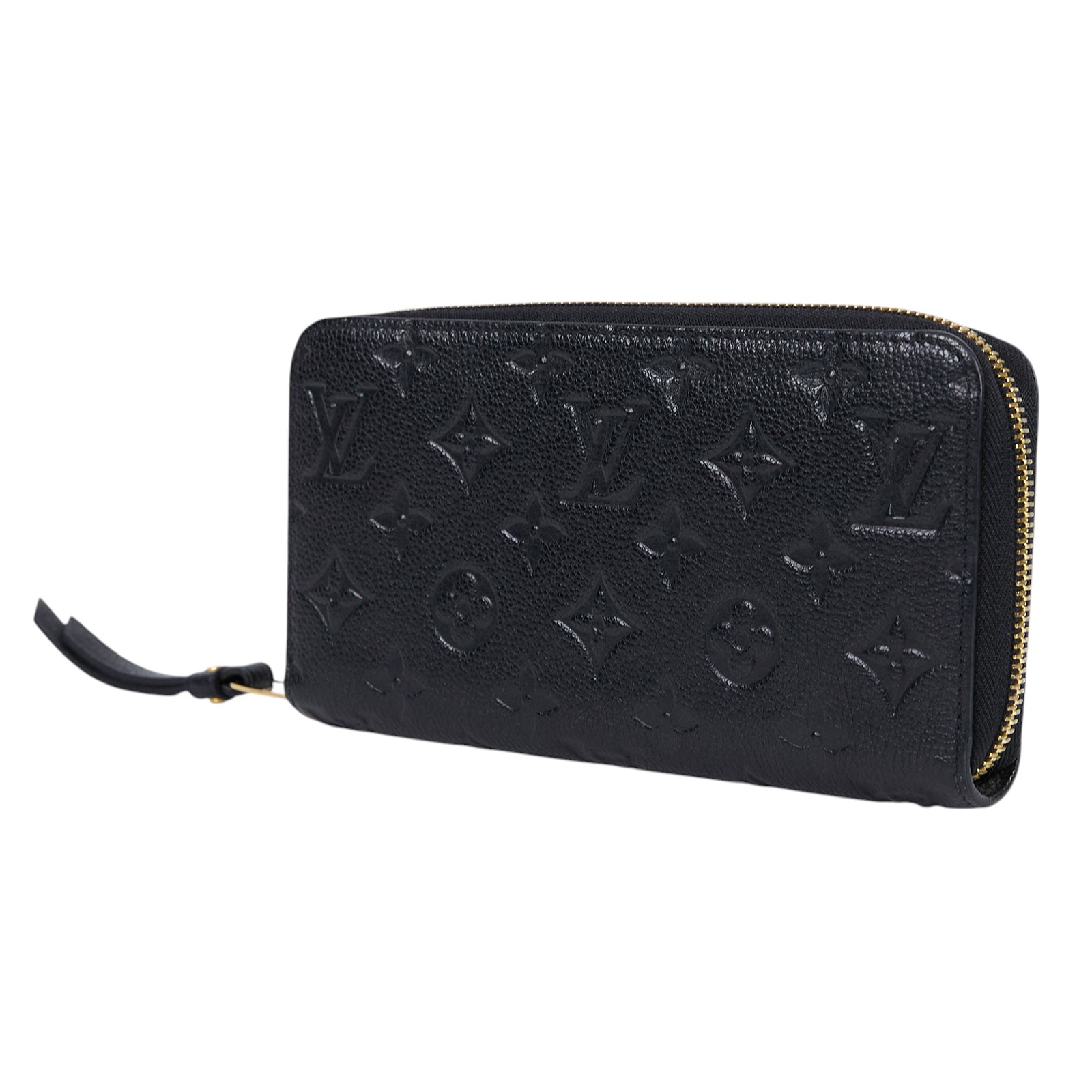 路易威登 LOUIS VUITTON 拉鏈錢包 壓花牛皮 黑色 M61864 晶片款 黑原花壓印拉鍊長夾 無附屬品