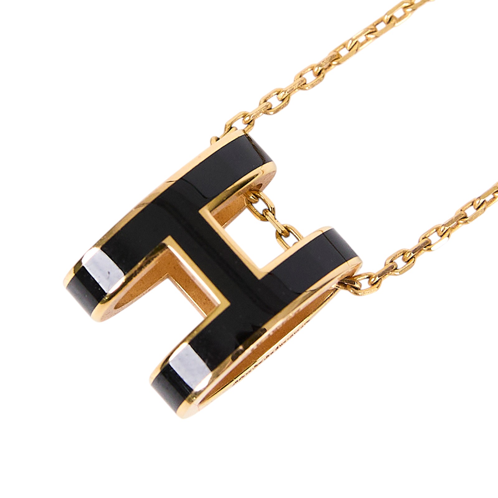 愛馬仕 Hermès Pop H 墜飾 POPHP ST 02 50 黑POP H項鍊 原廠盒子