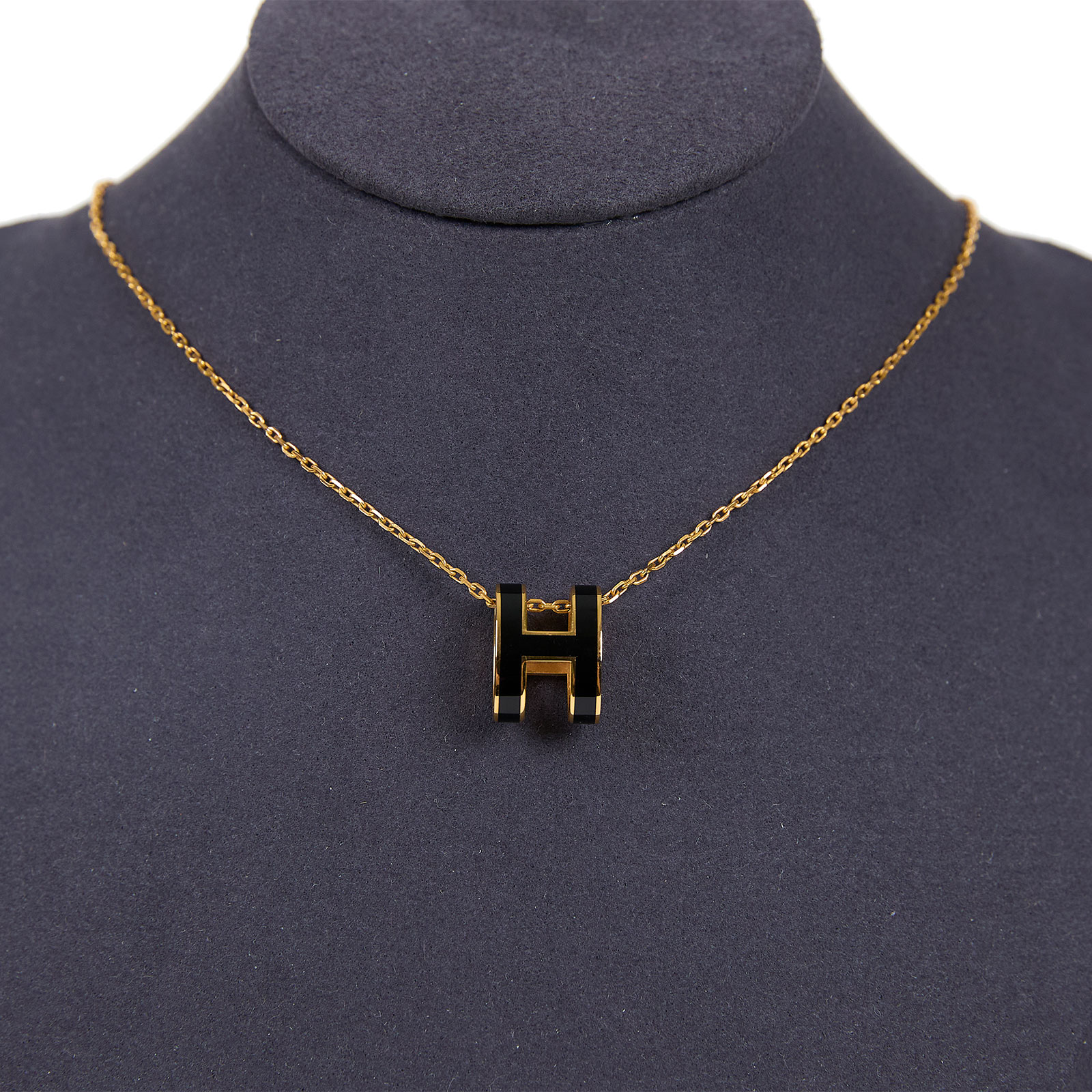 愛馬仕 Hermès Pop H 墜飾 POPHP ST 02 50 黑POP H項鍊 原廠盒子