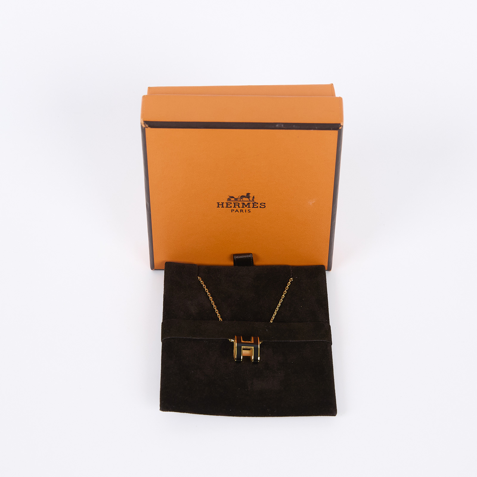 愛馬仕 Hermès Pop H 墜飾 POPHP ST 02 50 黑POP H項鍊 原廠盒子
