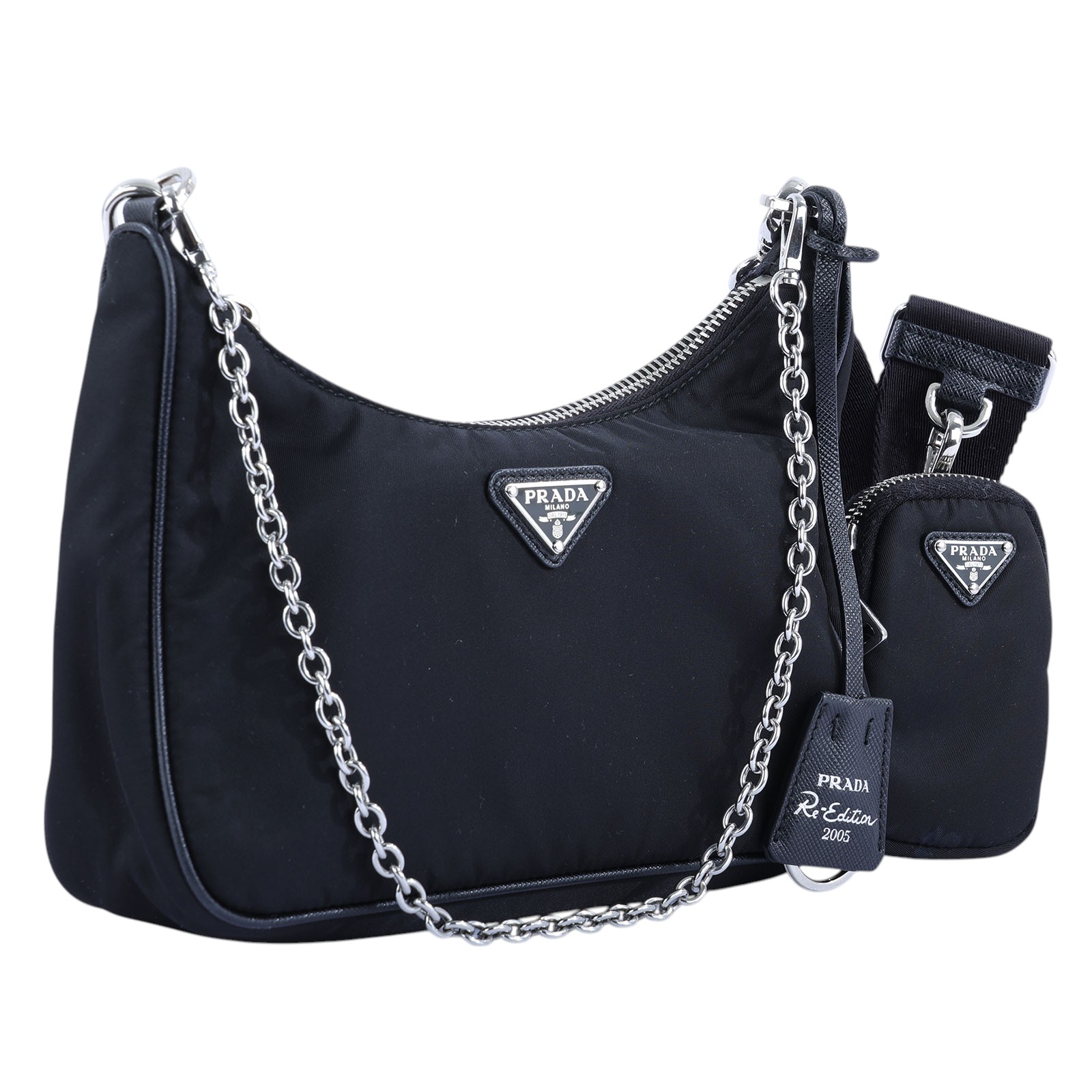 普拉達 PRADA Re-Edition 2005 Re-Nylon 手袋 1BH204_R064 黑尼龍HOBO 三合一包 防塵袋