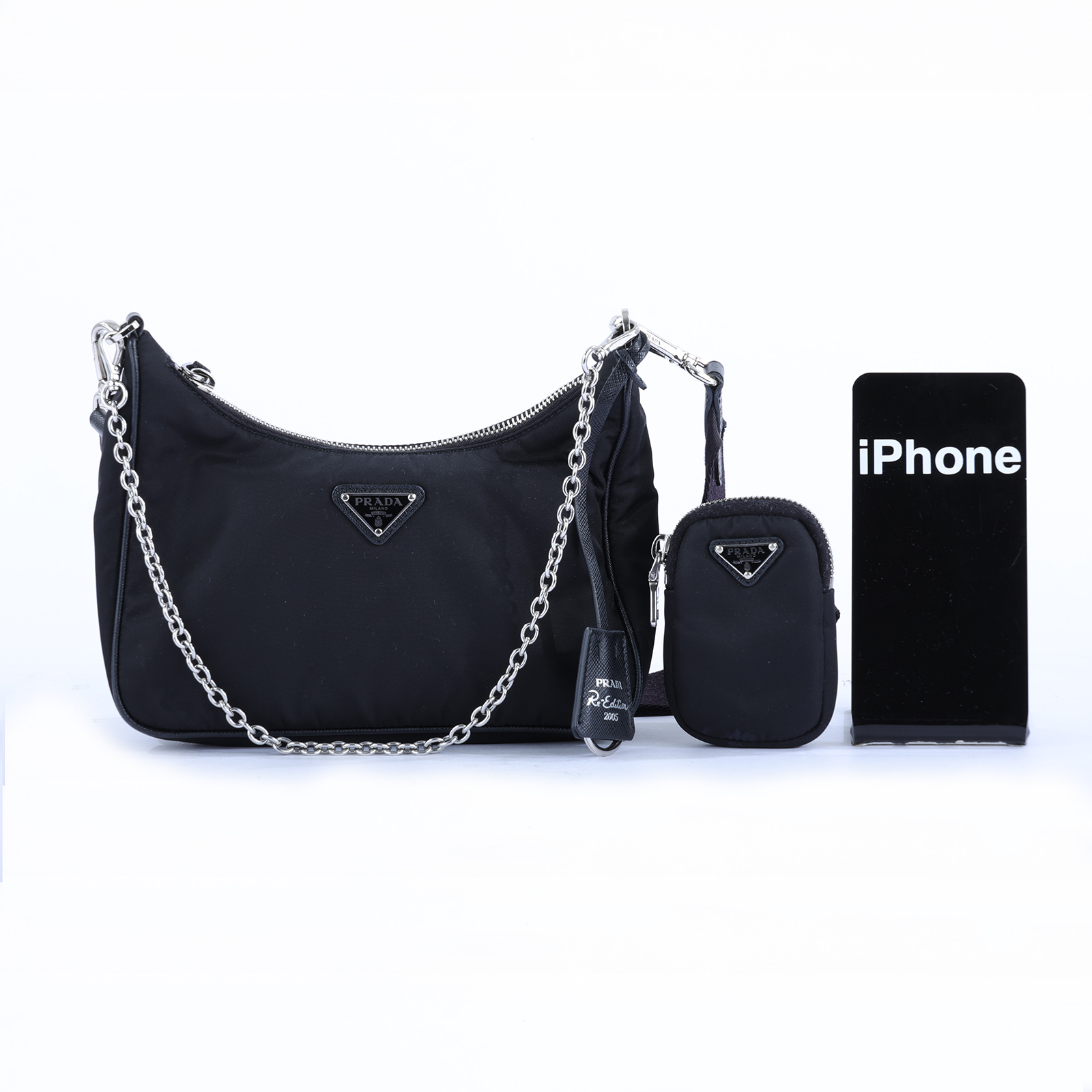 普拉達 PRADA Re-Edition 2005 Re-Nylon 手袋 1BH204_R064 黑尼龍HOBO 三合一包 防塵袋
