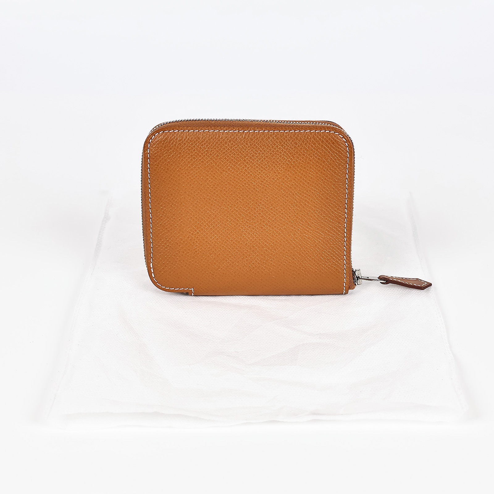 愛馬仕 Hermès SilkIn 拉鍊 絲巾 短夾 錢包 SILK Z刻 金棕絲巾短夾 無附屬品