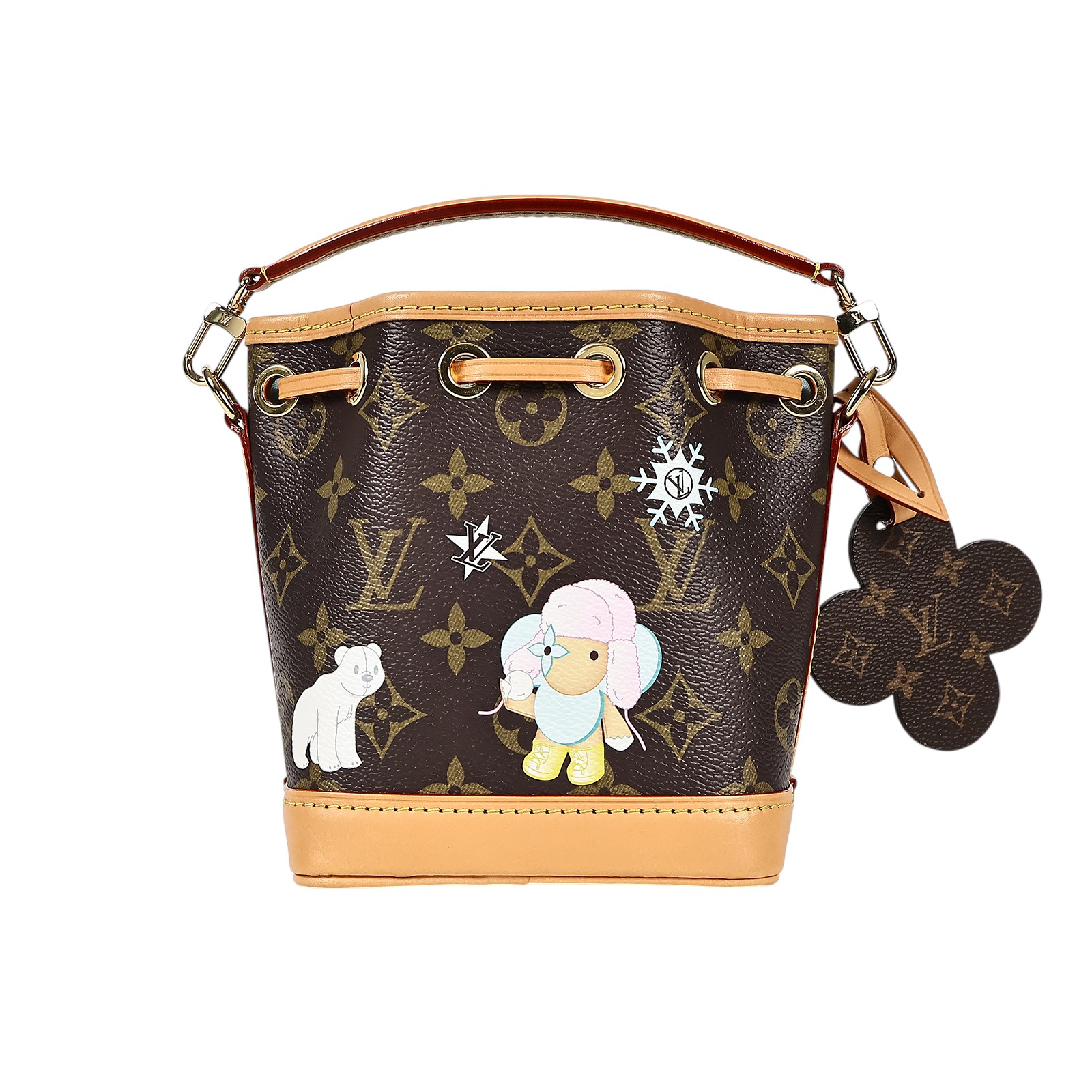 路易威登 LOUIS VUITTON Nano Noé 水桶包 聖誕限定版 M12221 晶片款 棕原花聖誕限定Snow Show系列Nano Noé 防塵袋