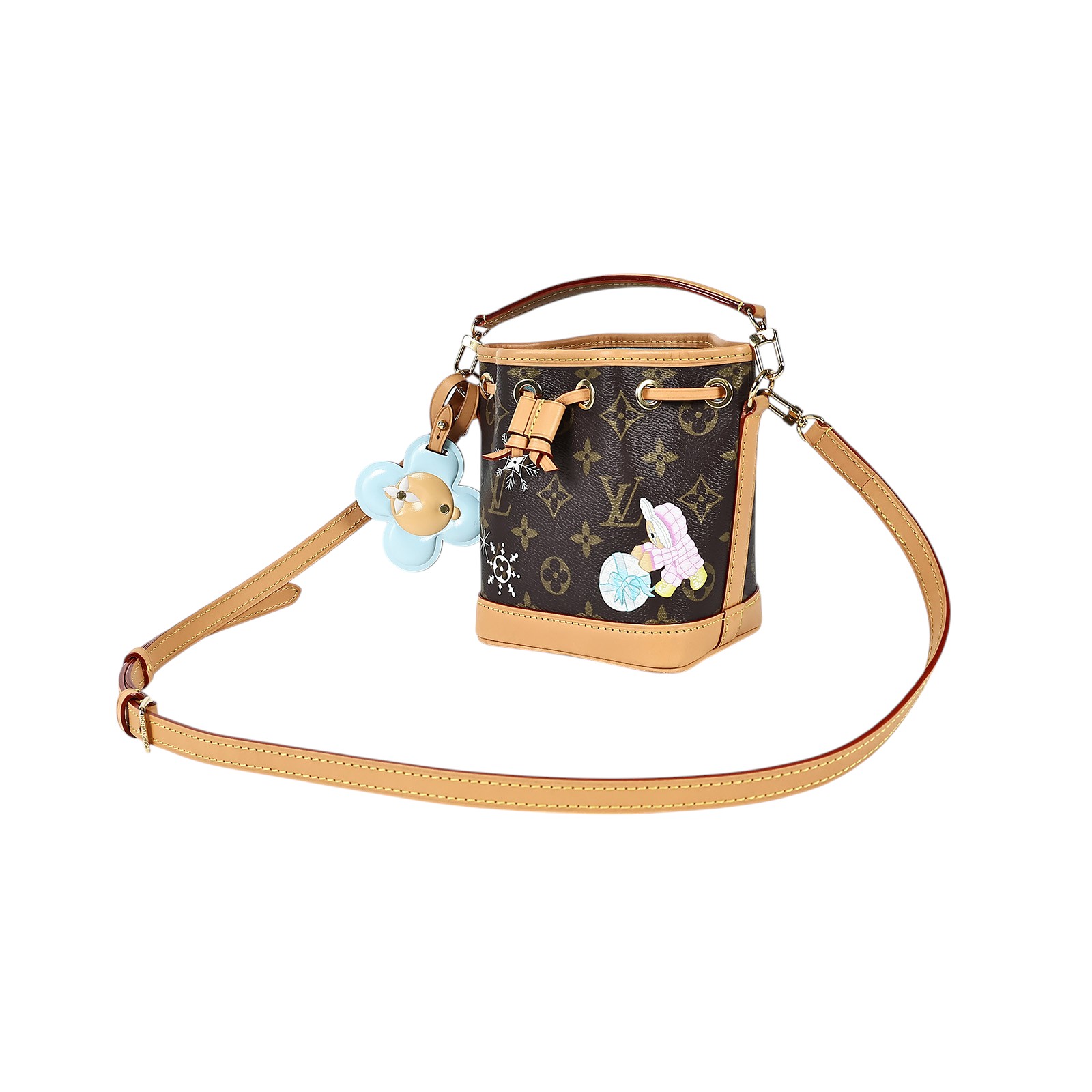 路易威登 LOUIS VUITTON Nano Noé 水桶包 聖誕限定版 M12221 晶片款 棕原花聖誕限定Snow Show系列Nano Noé 防塵袋
