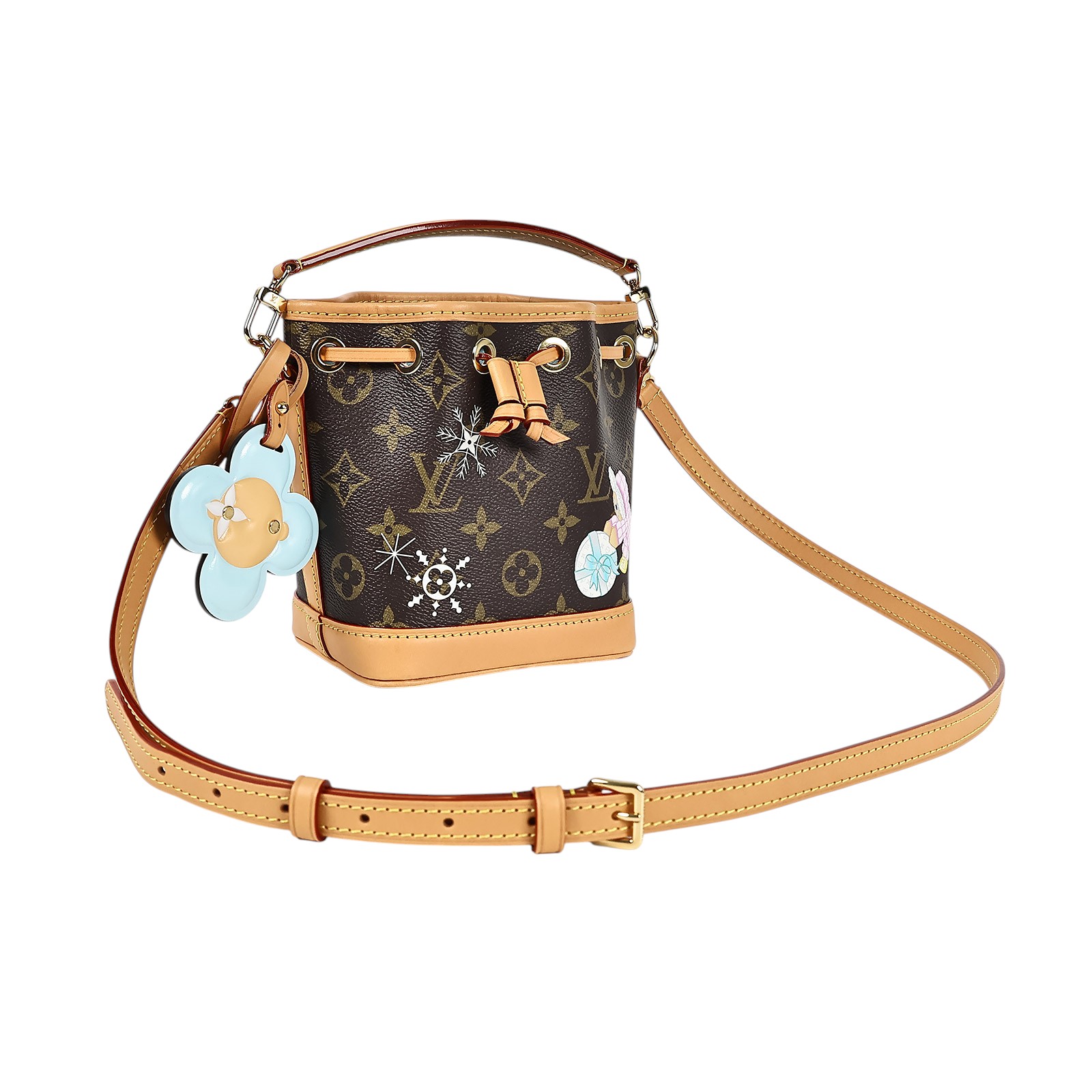 路易威登 LOUIS VUITTON Nano Noé 水桶包 聖誕限定版 M12221 晶片款 棕原花聖誕限定Snow Show系列Nano Noé 防塵袋
