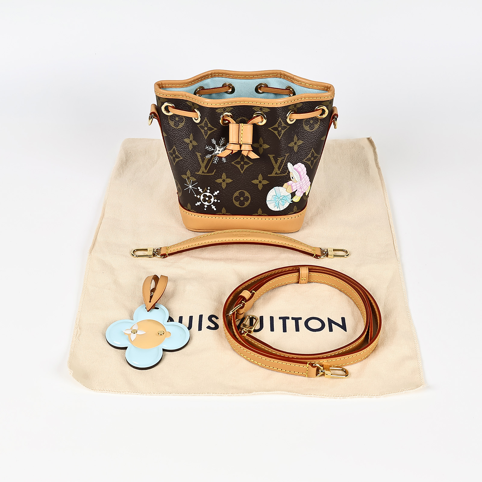 路易威登 LOUIS VUITTON Nano Noé 水桶包 聖誕限定版 M12221 晶片款 棕原花聖誕限定Snow Show系列Nano Noé 防塵袋