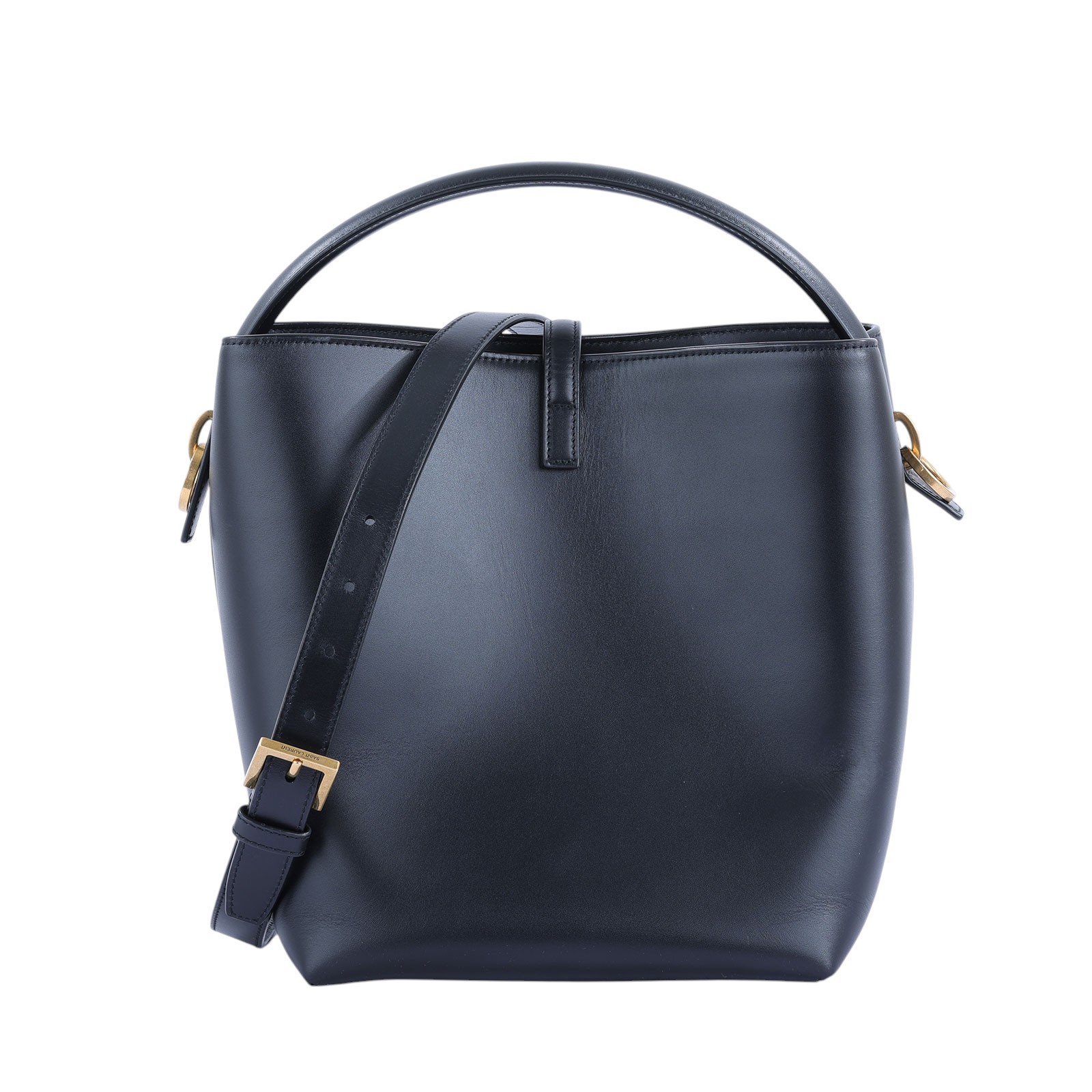 聖羅蘭 YSL SAINT LAURENT le 37 亮面皮革手袋 7428282R20W 黑LE 37 金釦小牛皮二用水桶包 防塵袋