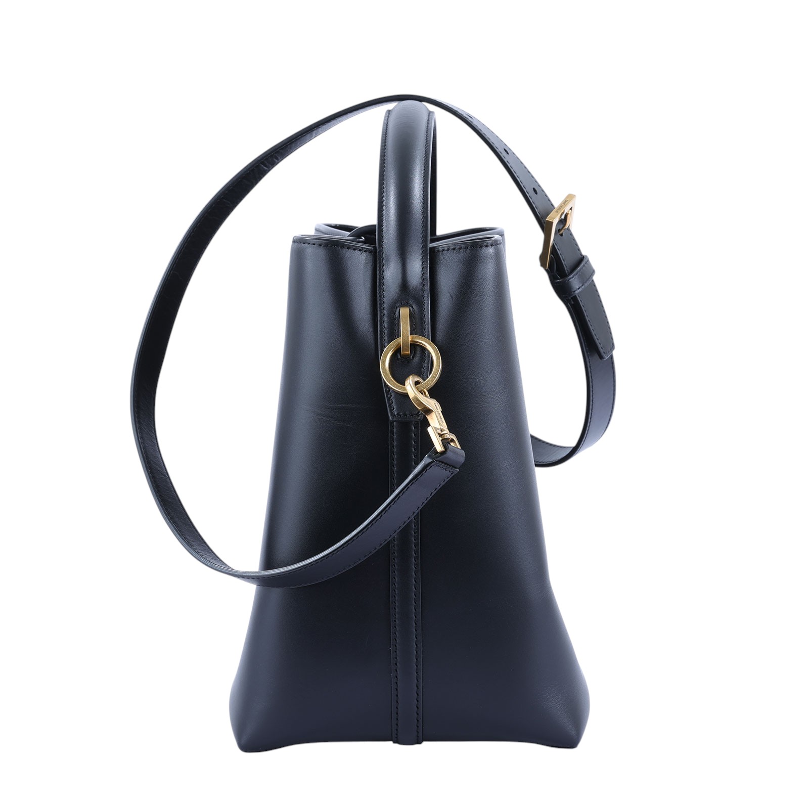 聖羅蘭 YSL SAINT LAURENT le 37 亮面皮革手袋 7428282R20W 黑LE 37 金釦小牛皮二用水桶包 防塵袋