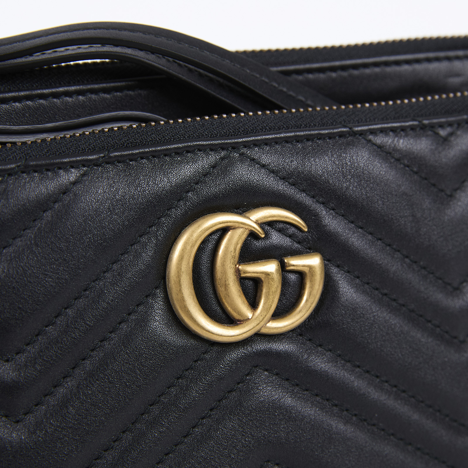 古馳 GUCCI GG Marmont 斜背包 453878 黑MARMONT WOC 防塵袋／影印購買證明