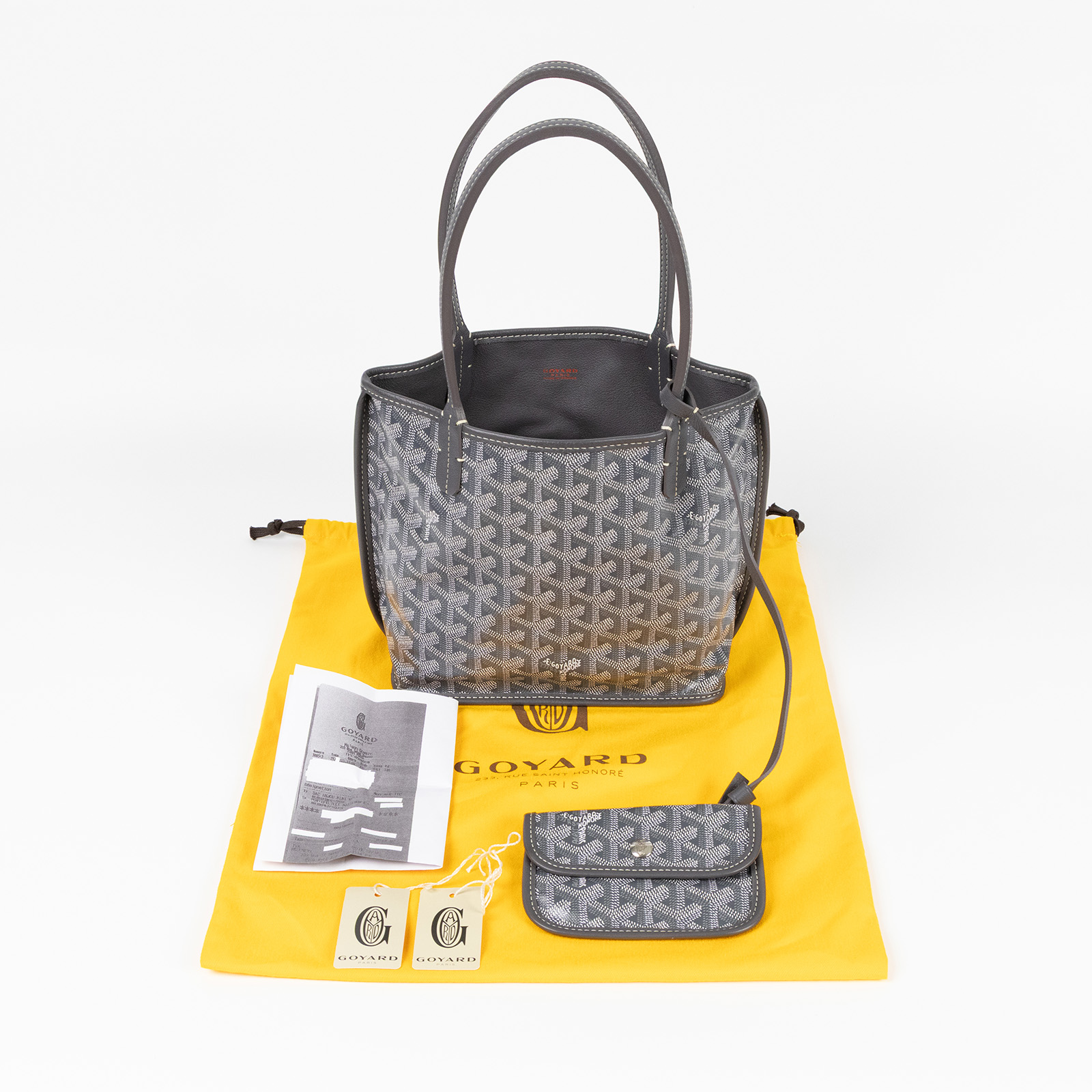 高雅德 GOYARD Anjou Mini Bag 托特包 ANJOUSMINCG 灰 Anjou MINI TOTE 防塵袋/購買證明影本/內袋