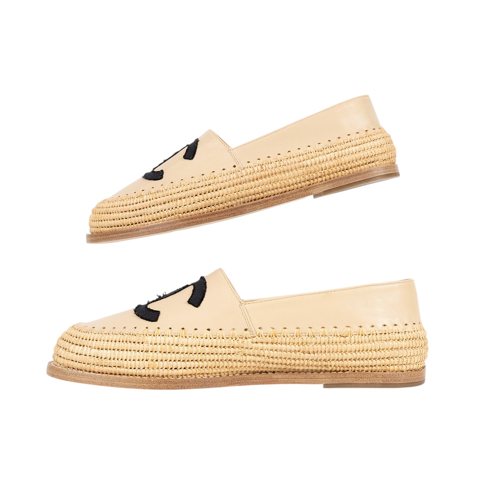 香奈兒 CHANEL Espadrilles 漁夫鞋 G33559_37 膚色大雙C草編鞋 防塵袋/原廠盒子