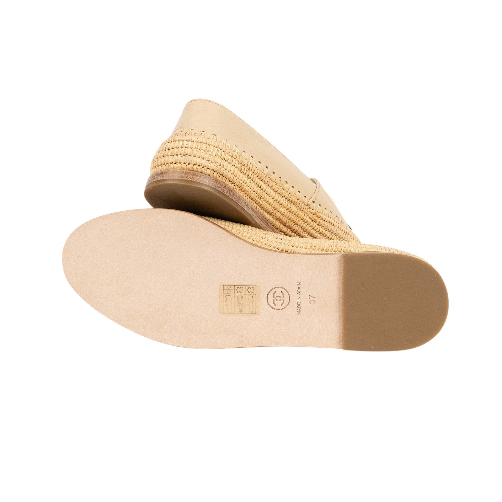 香奈兒 CHANEL Espadrilles 漁夫鞋 G33559_37 膚色大雙C草編鞋 防塵袋/原廠盒子