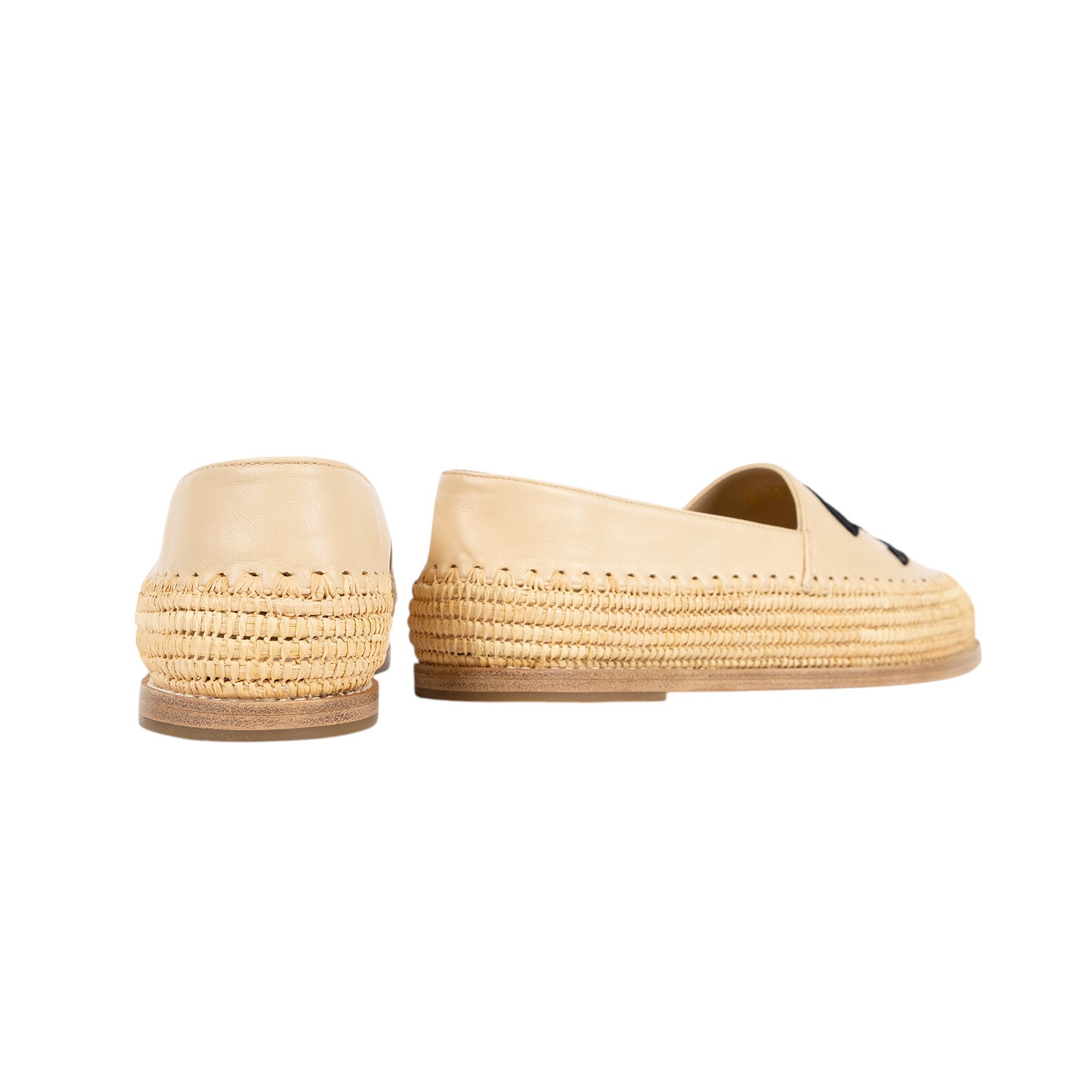 香奈兒 CHANEL Espadrilles 漁夫鞋 G33559_37 膚色大雙C草編鞋 防塵袋/原廠盒子