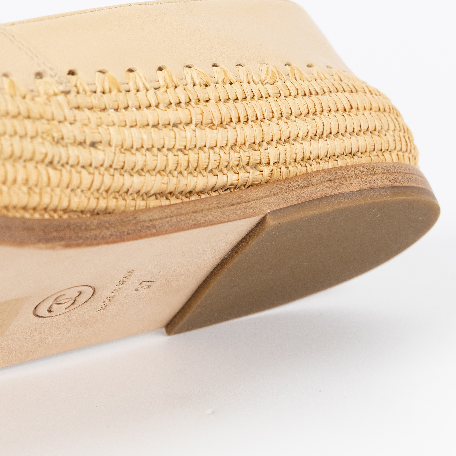 香奈兒 CHANEL Espadrilles 漁夫鞋 G33559_37 膚色大雙C草編鞋 防塵袋/原廠盒子