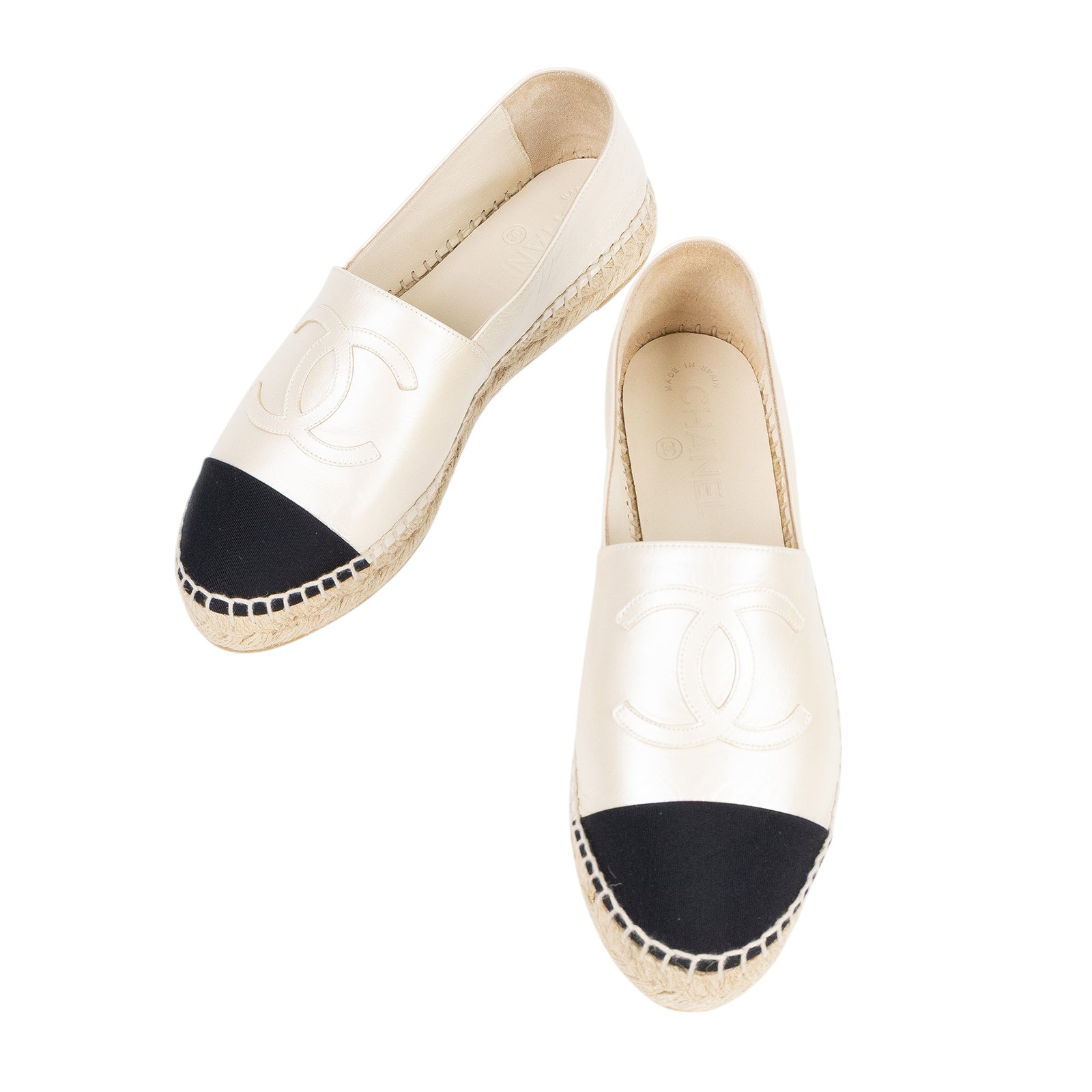 香奈兒 CHANEL Espadrilles 漁夫鞋 G29762_37 珠光草編鞋 防塵袋/原廠盒子