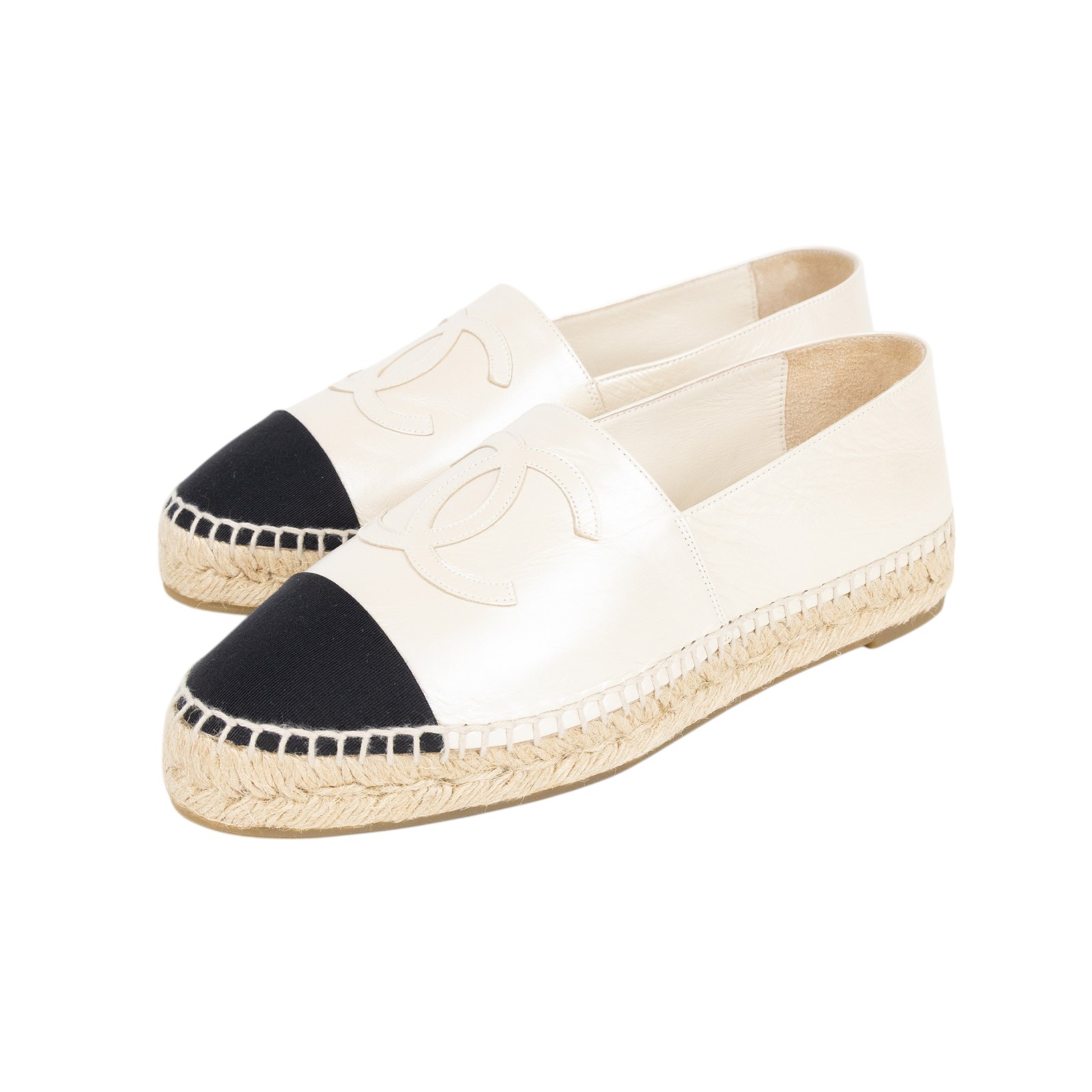 香奈兒 CHANEL Espadrilles 漁夫鞋 G29762_37 珠光草編鞋 防塵袋/原廠盒子