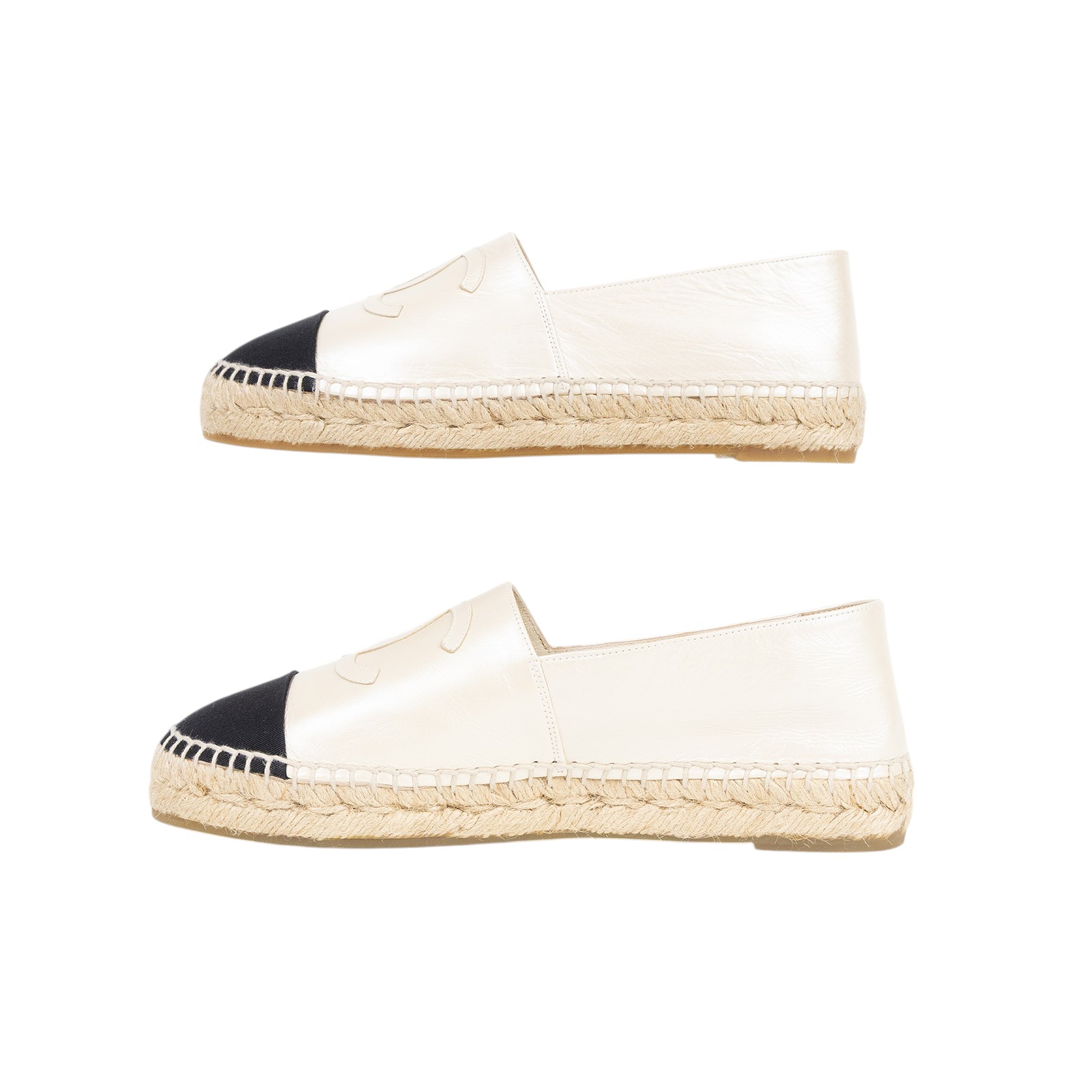 香奈兒 CHANEL Espadrilles 漁夫鞋 G29762_37 珠光草編鞋 防塵袋/原廠盒子