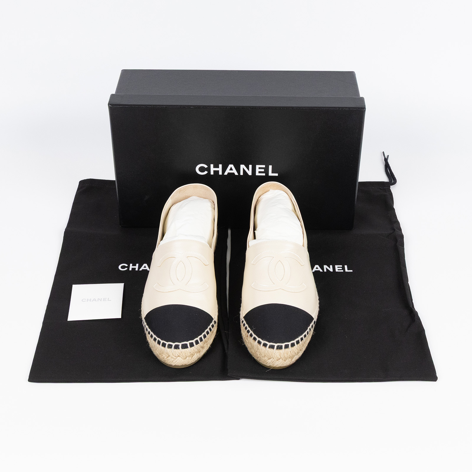 香奈兒 CHANEL Espadrilles 漁夫鞋 G29762_37 珠光草編鞋 防塵袋/原廠盒子