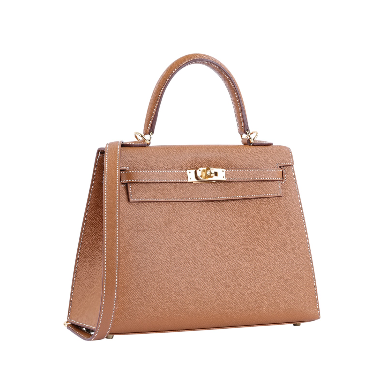 愛馬仕 Hermès Kelly Bag 凱莉包 25 KL25 Z刻 金棕KELLY25 EPSOM 防塵袋/原廠盒子/鎖組/購買證明