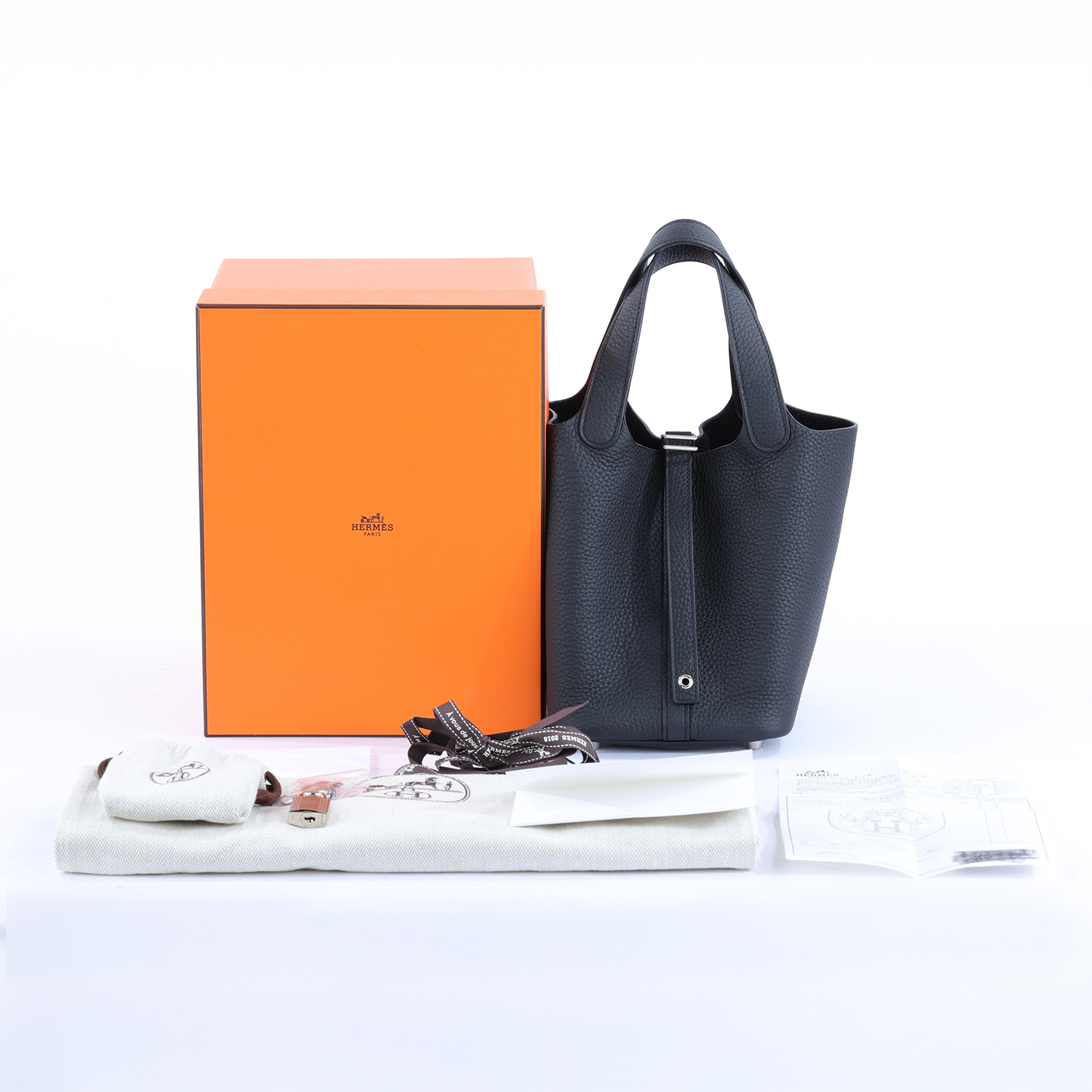 愛馬仕 Hermès Picotin Lock 18 菜籃子包 PT18 C刻 黑銀PICOTIN18 防塵袋/原廠盒子/鎖組/購買證明