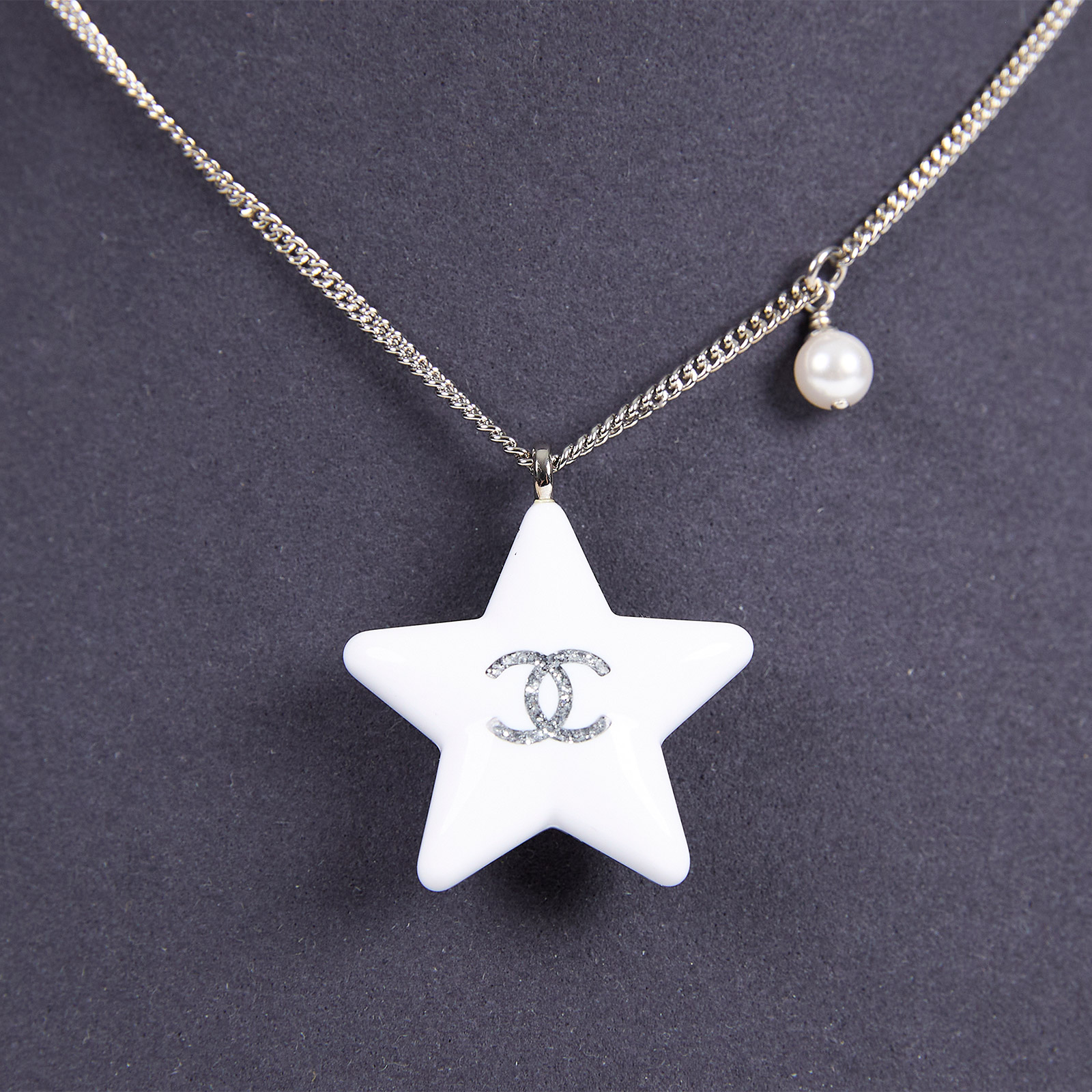 香奈兒 CHANEL 項鍊 C25C 白銀雙面星星項鍊 原廠盒子