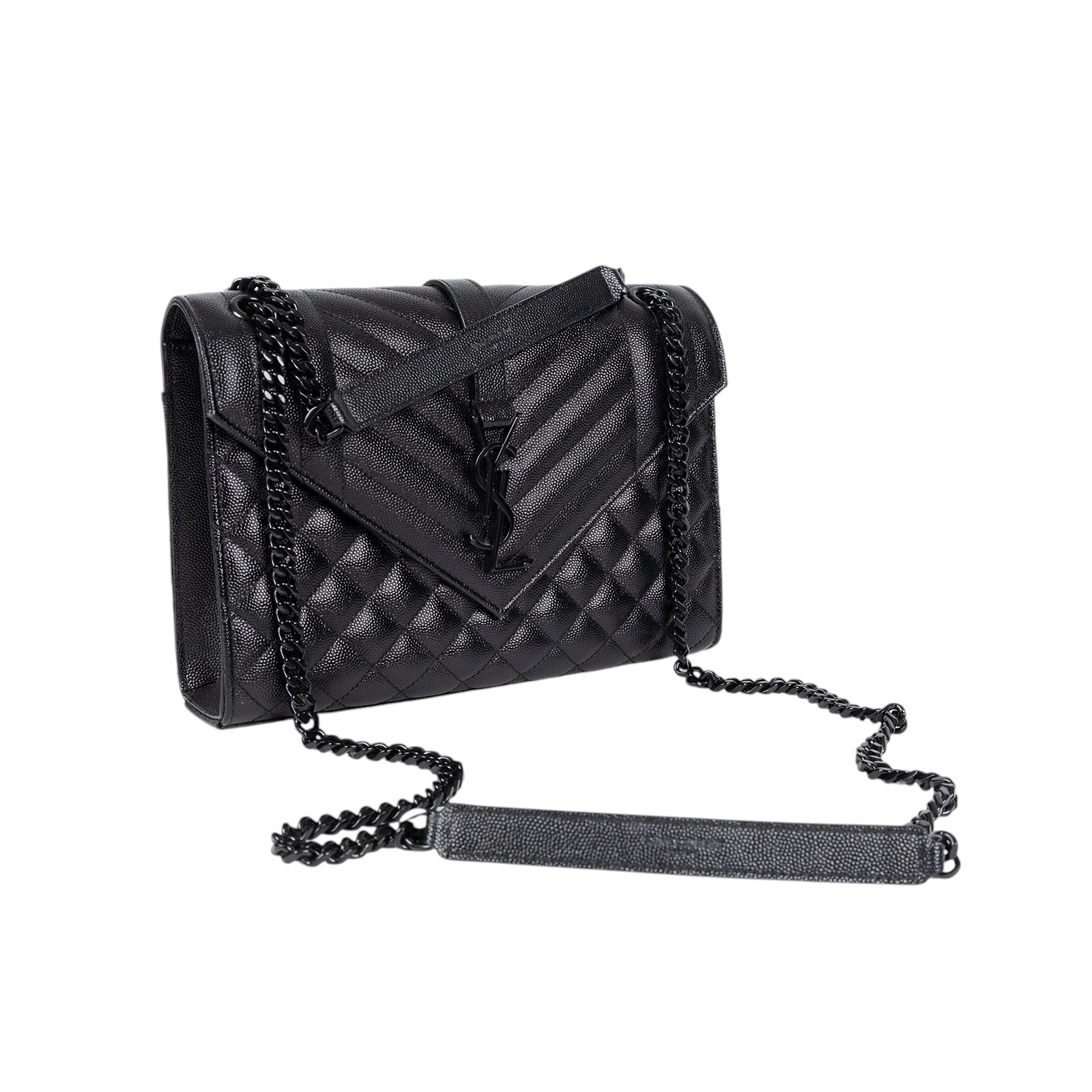 聖羅蘭 YSL SAINT LAURENT Envolpe 信封袋 肩背包 中型 487206BOW98 黑LOGO ENVELOPE包包 防塵袋