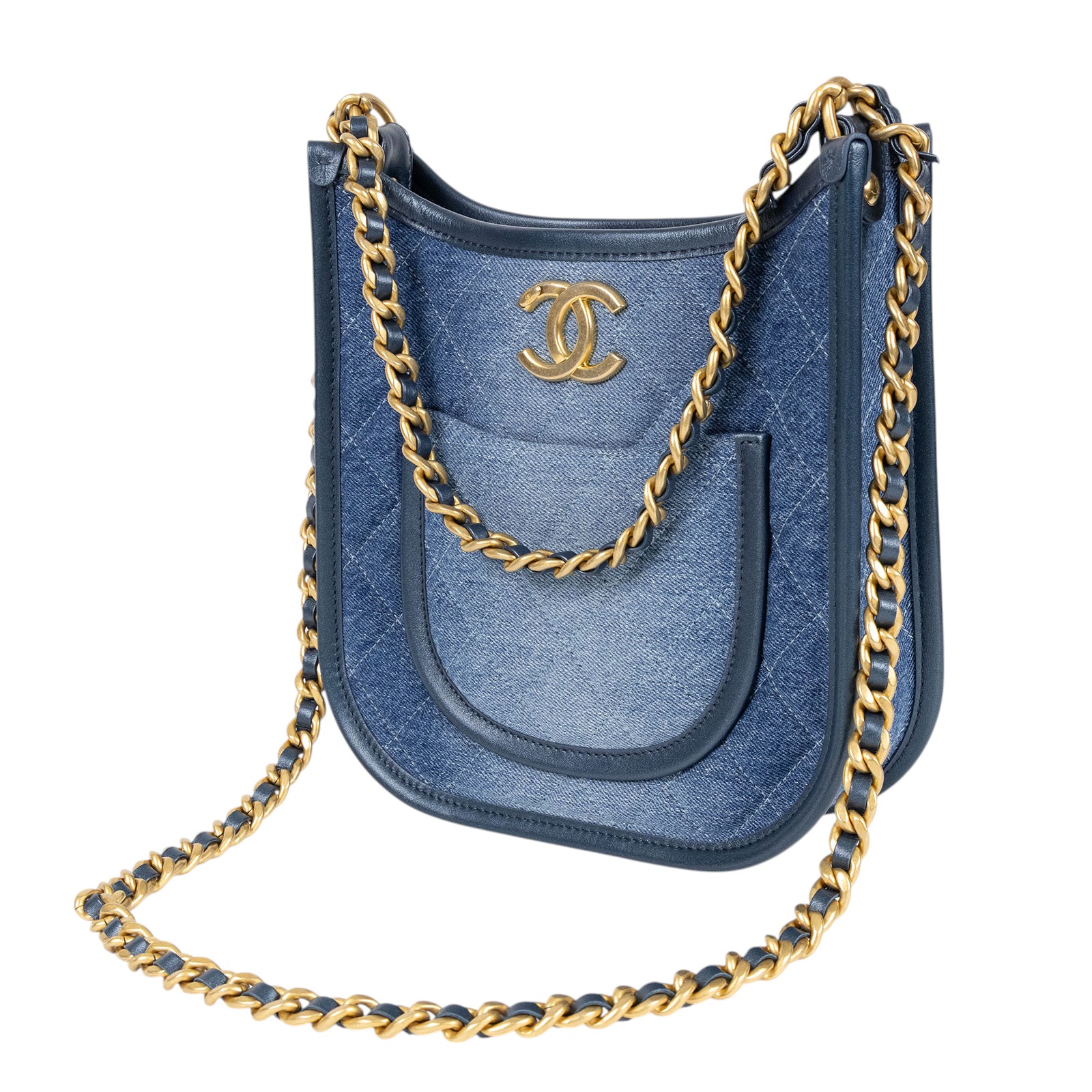 香奈兒 CHANEL 流浪包 Hobo Bag CC LOGO 斜背包 AS4532 晶片款 牛仔Hobo二用斜背包 防塵袋/保證卡