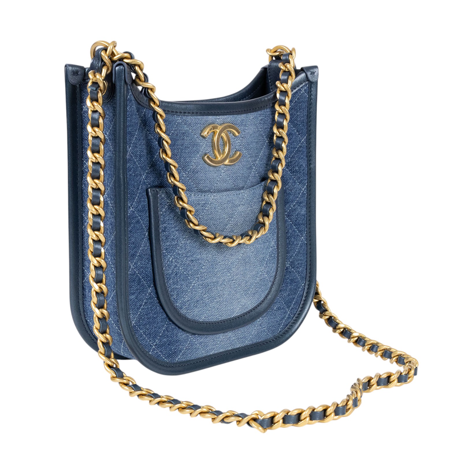 香奈兒 CHANEL 流浪包 Hobo Bag CC LOGO 斜背包 AS4532 晶片款 牛仔Hobo二用斜背包 防塵袋/保證卡