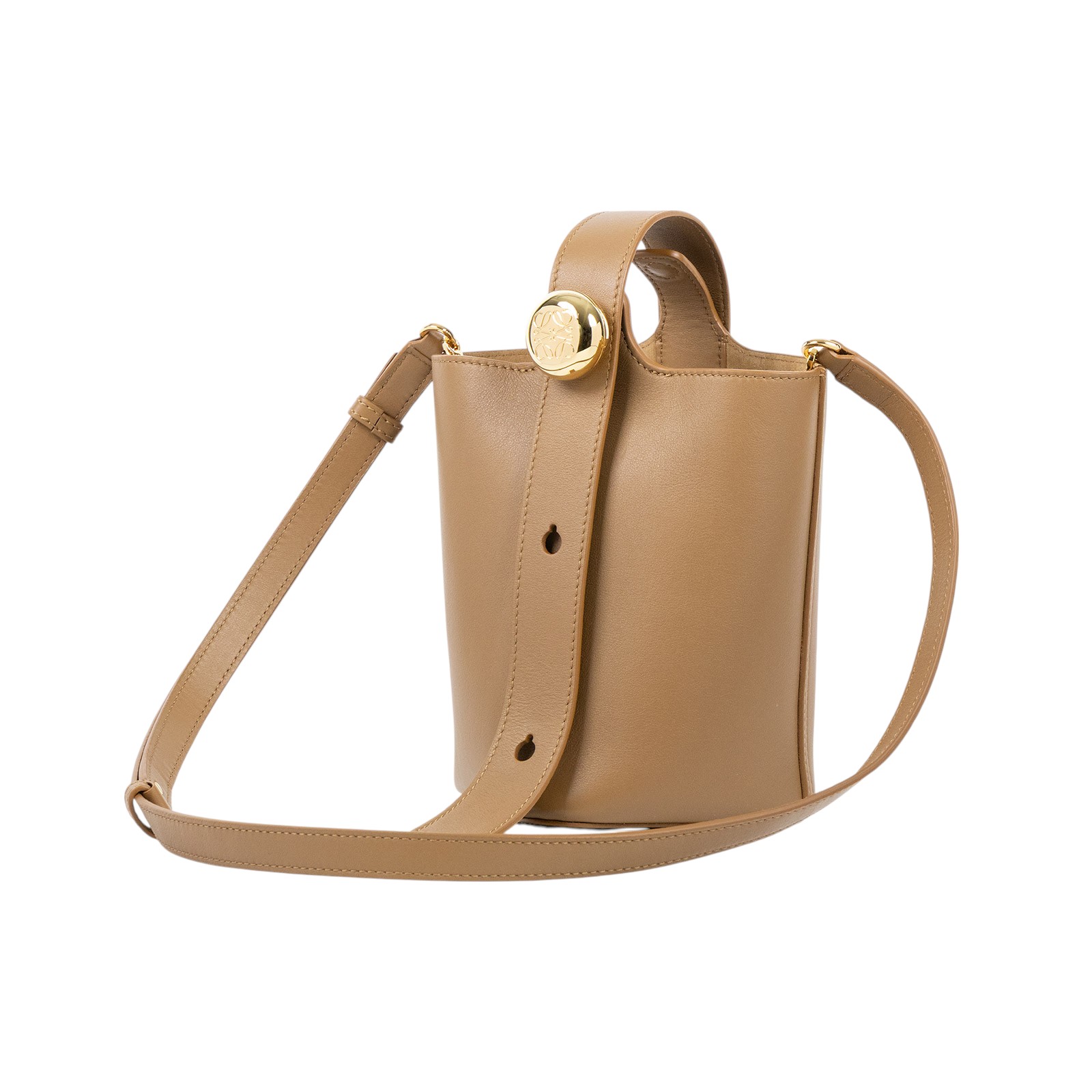 羅意威 LOEWE Mini Pebble Bucket bag 肩背 手提水桶包 AANBBBMX01 焦糖MINI PEBBLE 防塵袋/背帶