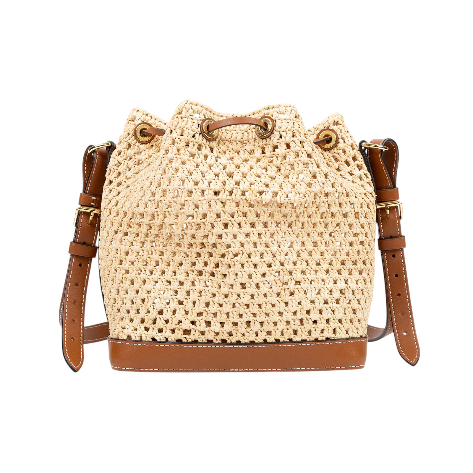 路易威登 LOUIS VUITTON Néonoé BB 拉菲草 束口水桶包 M24722 晶片款 棕 Noe BB天然拉菲草束口斜背水桶包 原廠盒子/防塵袋