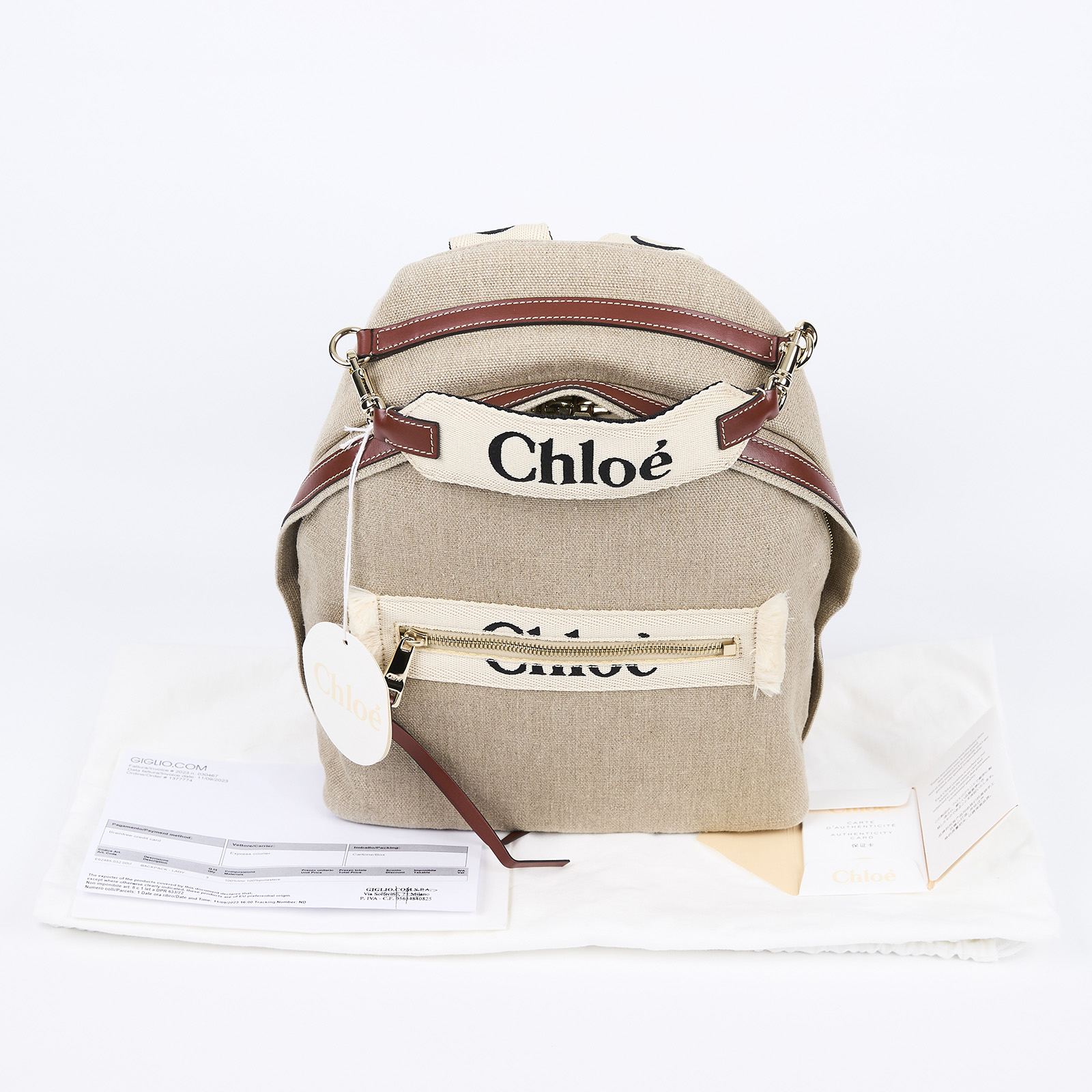 蔻依 CHLOE Woody 後背包 CHC23AS379L0627S 棕WOODY後背包 防塵袋