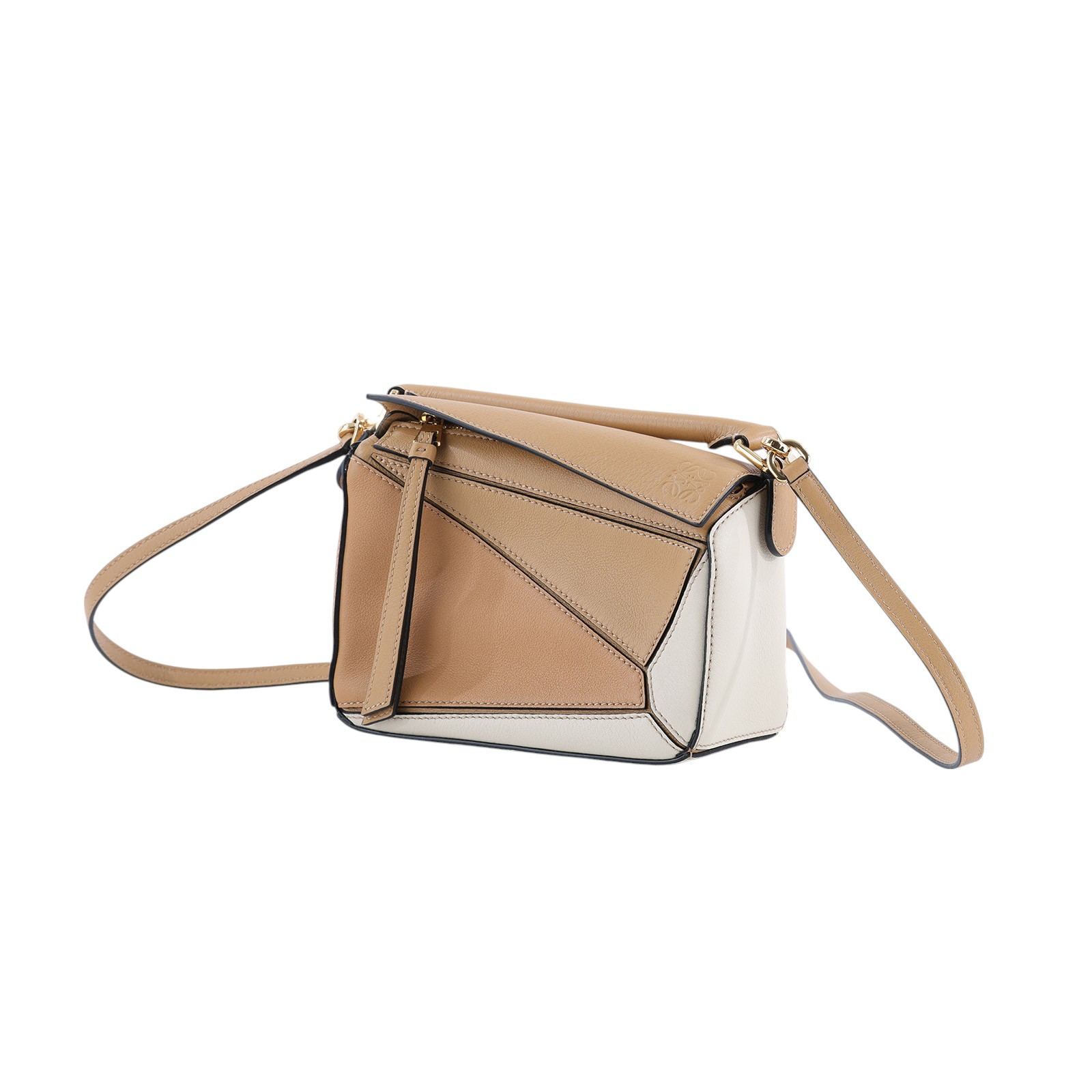 羅意威 LOEWE Puzzle mini 手提 肩背包 A510U95X34 咖/奶茶拚色 PUZZLE MINI 防塵袋