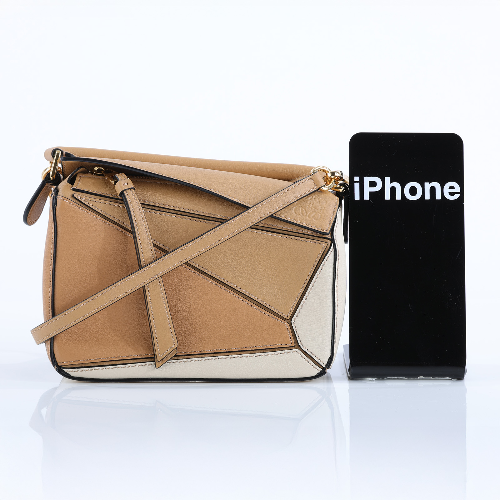 羅意威 LOEWE Puzzle mini 手提 肩背包 A510U95X34 咖/奶茶拚色 PUZZLE MINI 防塵袋