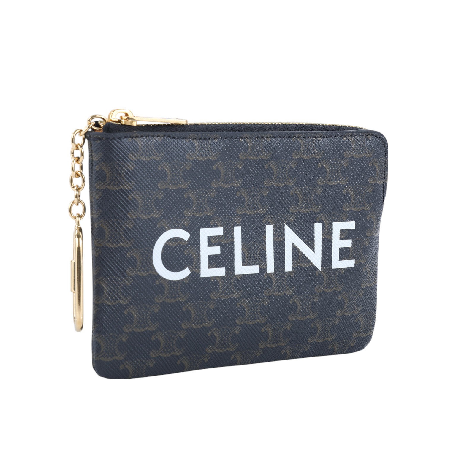 思琳 CELINE 印花標誌印花 零錢包 10C662CA2 原花TRIOMPHE拉鍊零錢包 原廠盒子/保證卡/購買證明
