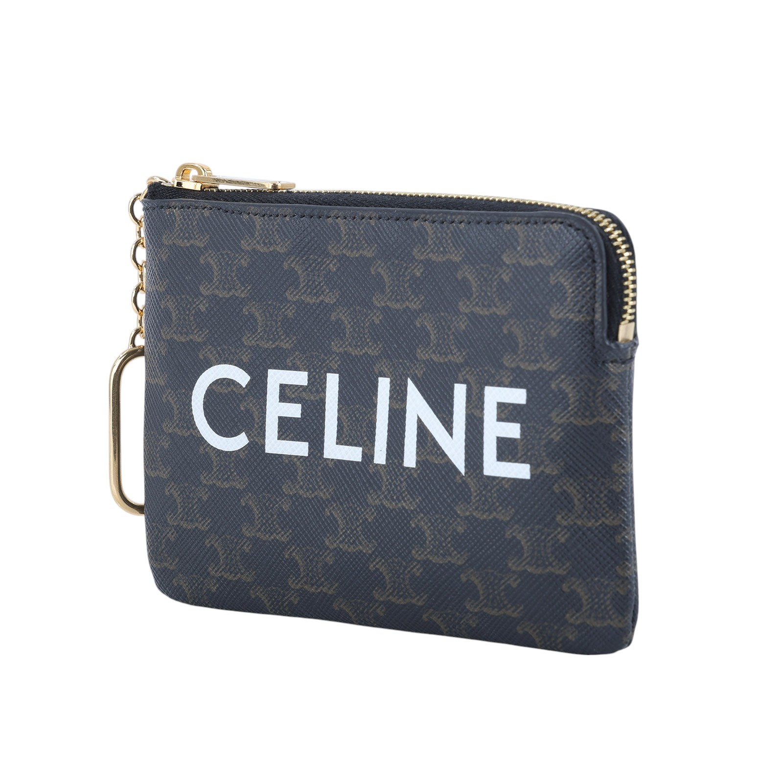 思琳 CELINE 印花標誌印花 零錢包 10C662CA2 原花TRIOMPHE拉鍊零錢包 原廠盒子/保證卡/購買證明