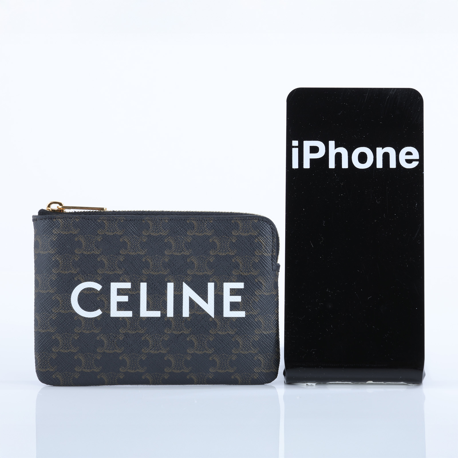 思琳 CELINE 印花標誌印花 零錢包 10C662CA2 原花TRIOMPHE拉鍊零錢包 原廠盒子/保證卡/購買證明