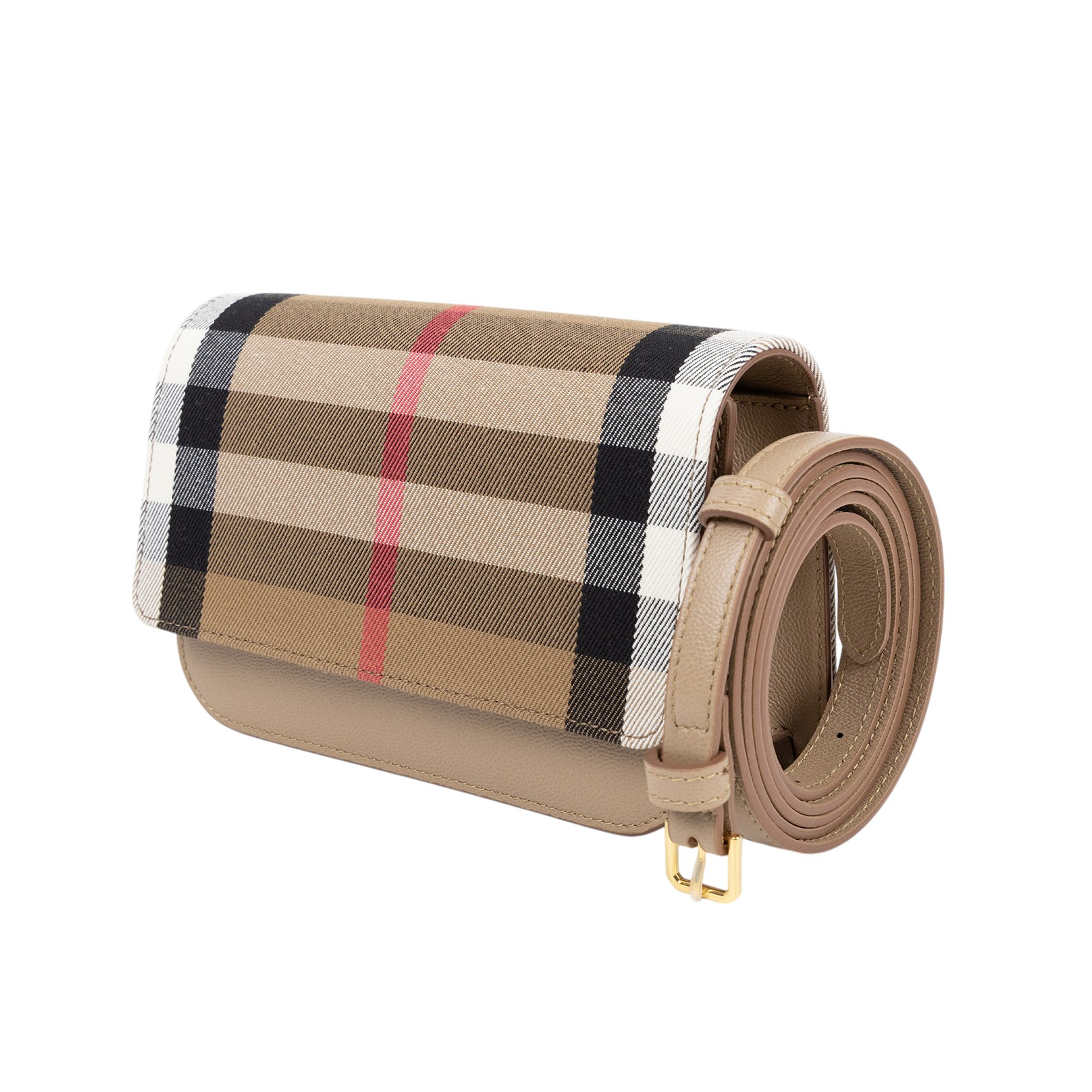 博柏利 BURBERRY Madison 經典格紋 翻蓋斜背包 8084494 咖格紋斜背包 防塵袋