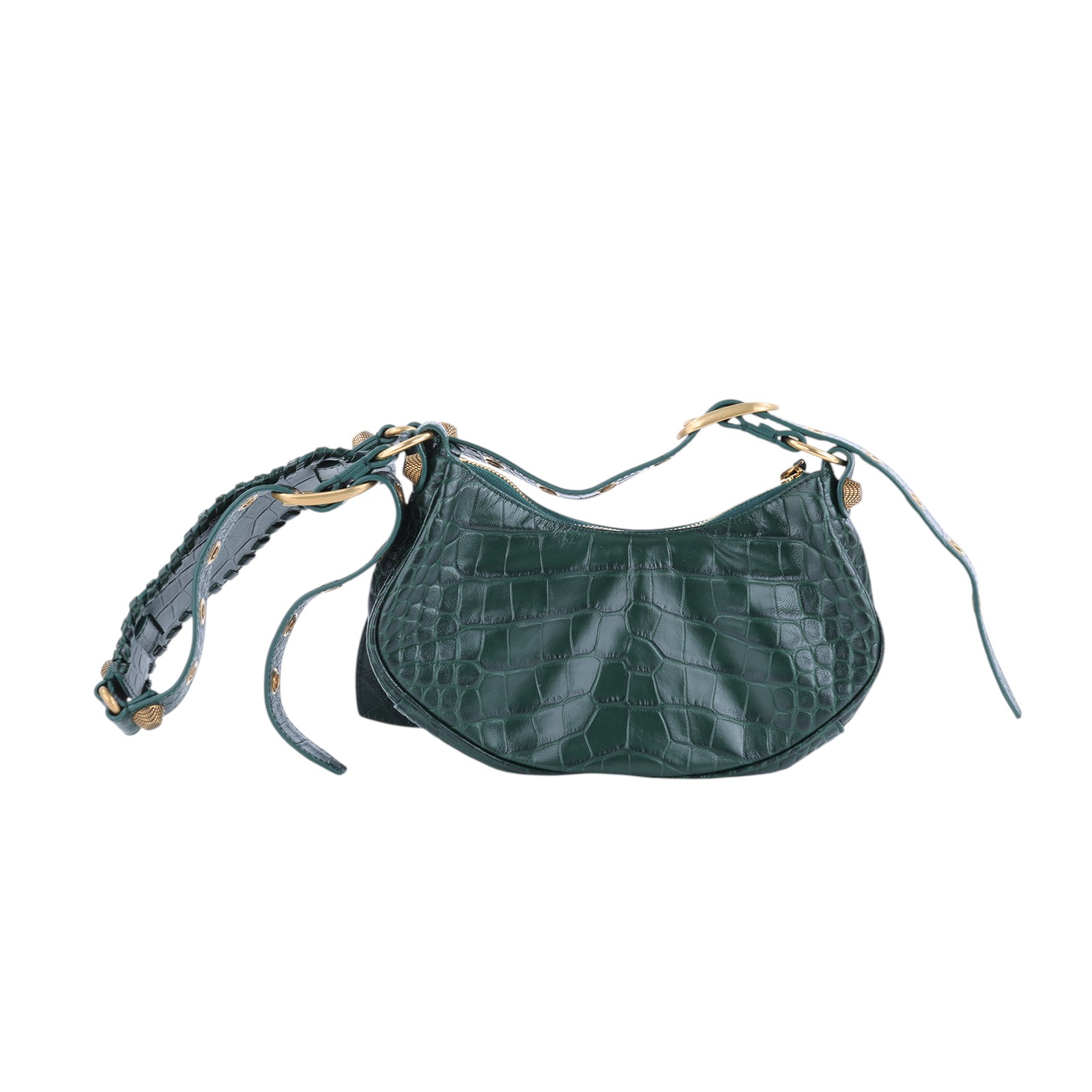巴黎世家 BALENCIAGA Le cagole XS 半月 可頌包 67130923EBM 綠鱷魚LE CAGOLE XS 防塵袋