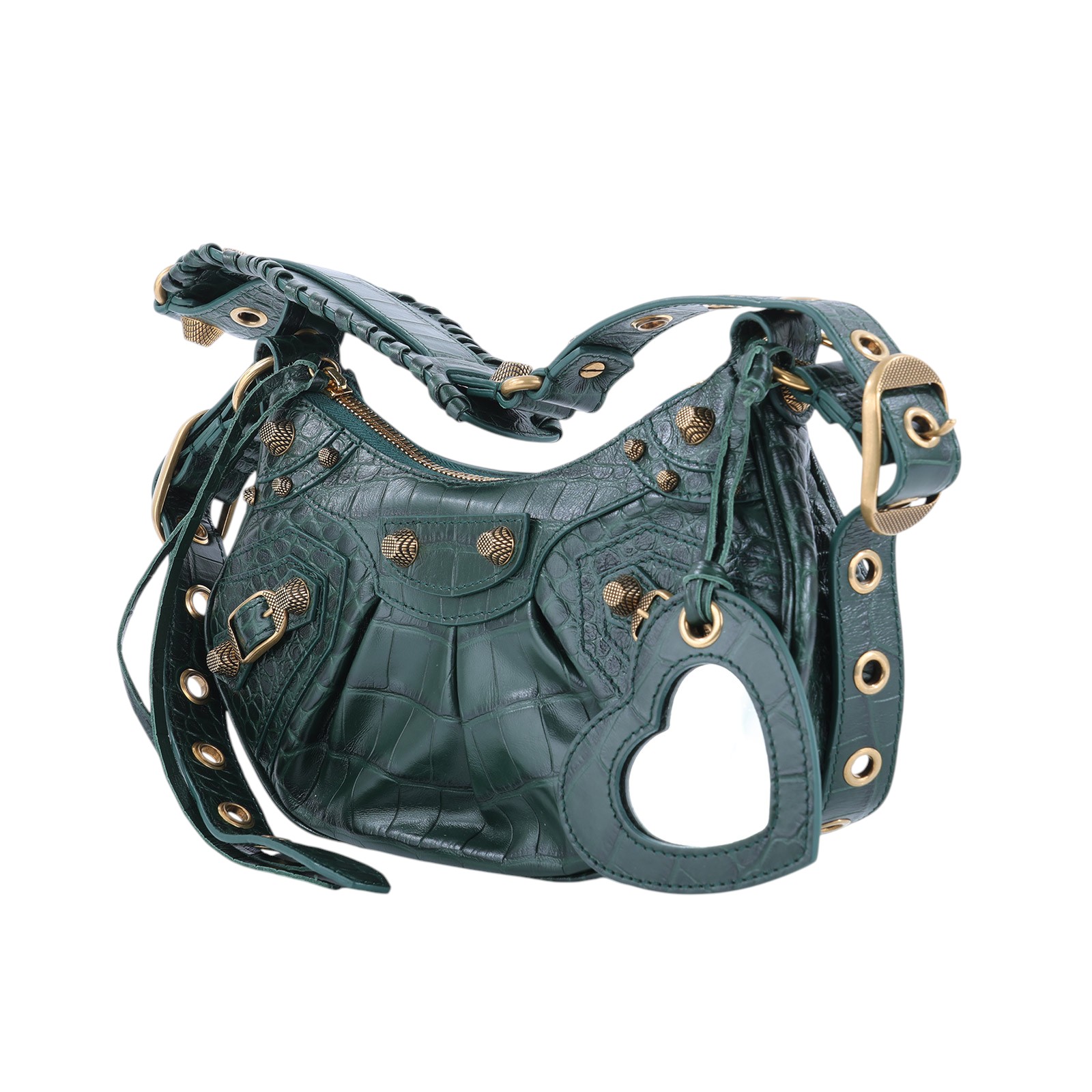 巴黎世家 BALENCIAGA Le cagole XS 半月 可頌包 67130923EBM 綠鱷魚LE CAGOLE XS 防塵袋