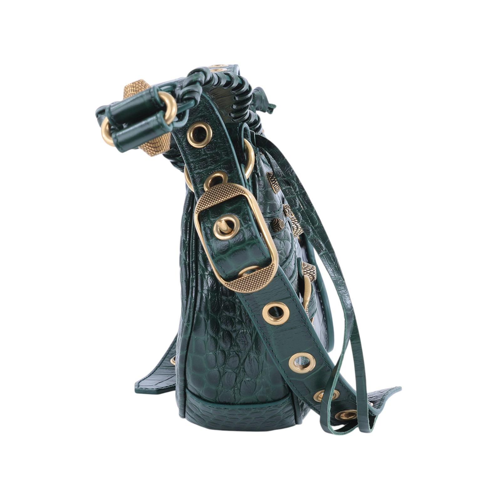 巴黎世家 BALENCIAGA Le cagole XS 半月 可頌包 67130923EBM 綠鱷魚LE CAGOLE XS 防塵袋
