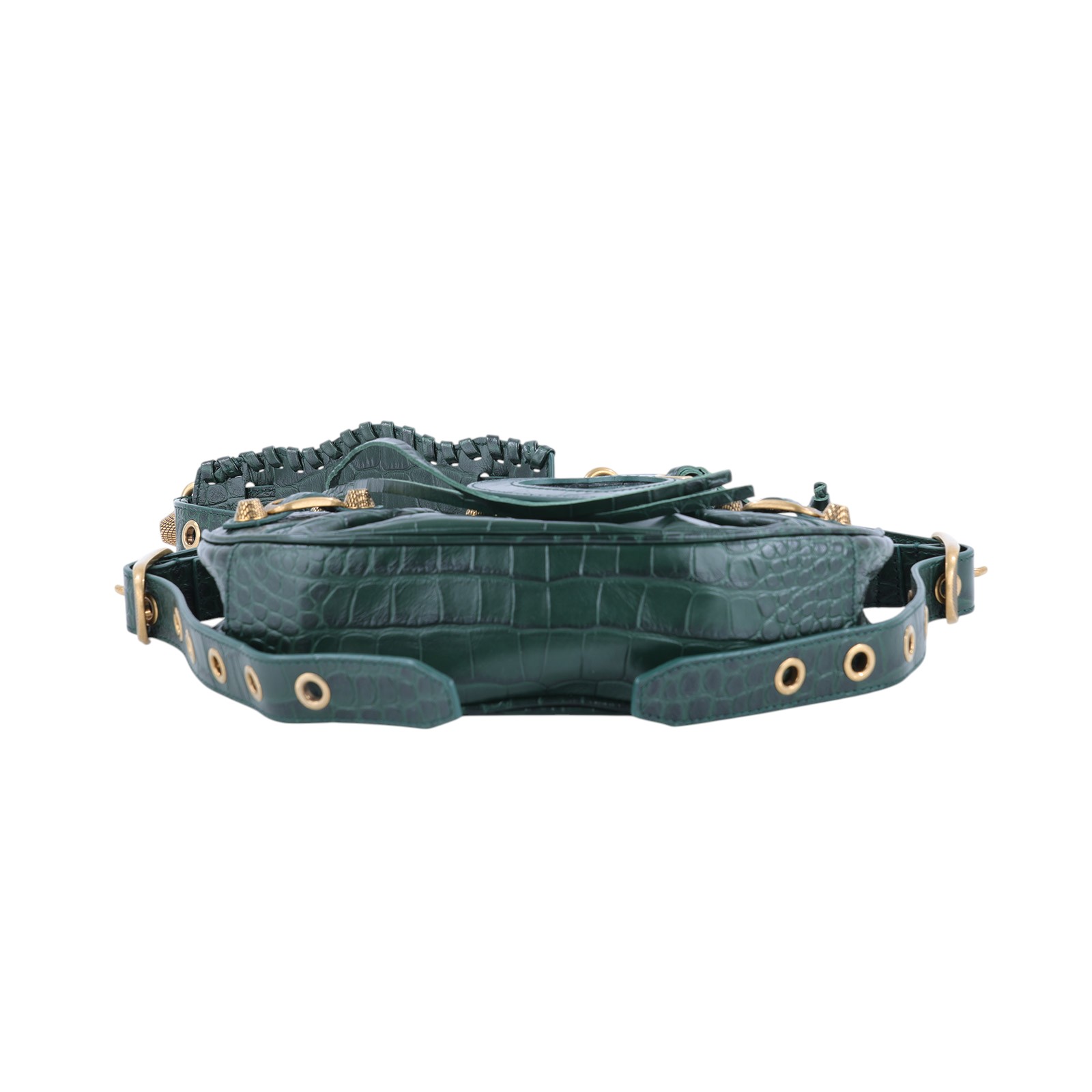 巴黎世家 BALENCIAGA Le cagole XS 半月 可頌包 67130923EBM 綠鱷魚LE CAGOLE XS 防塵袋